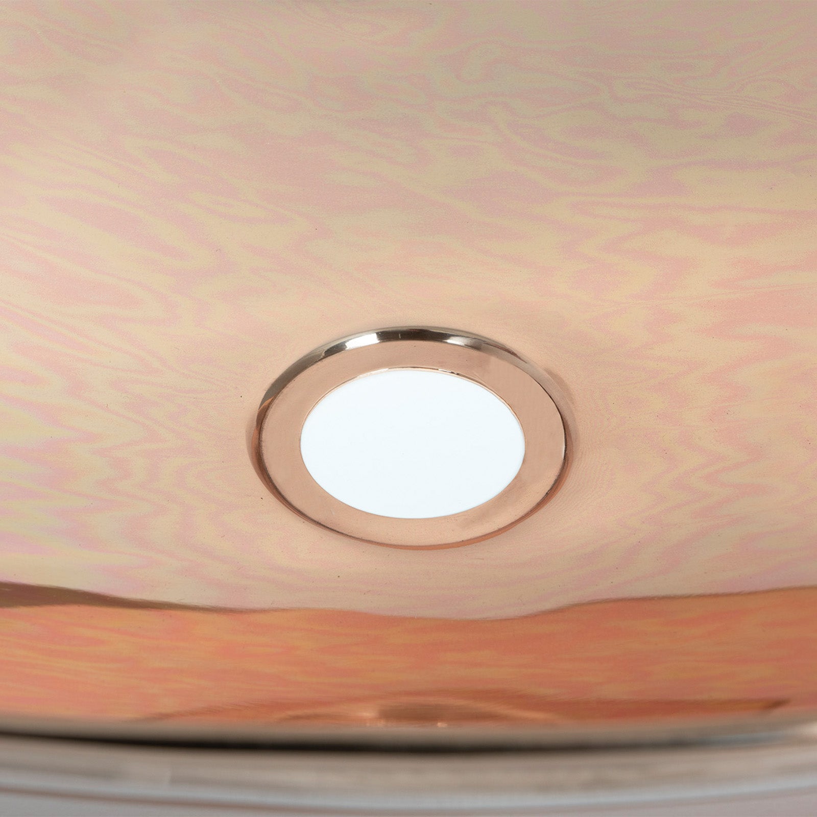 SHOW Close Up of Smooth Oval Sink in Smooth Copper