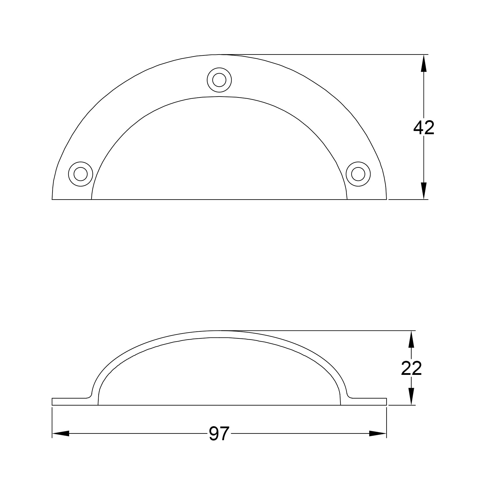 Drawing of Hammered Rectangular Cup Pull in Antique Brass SHOW