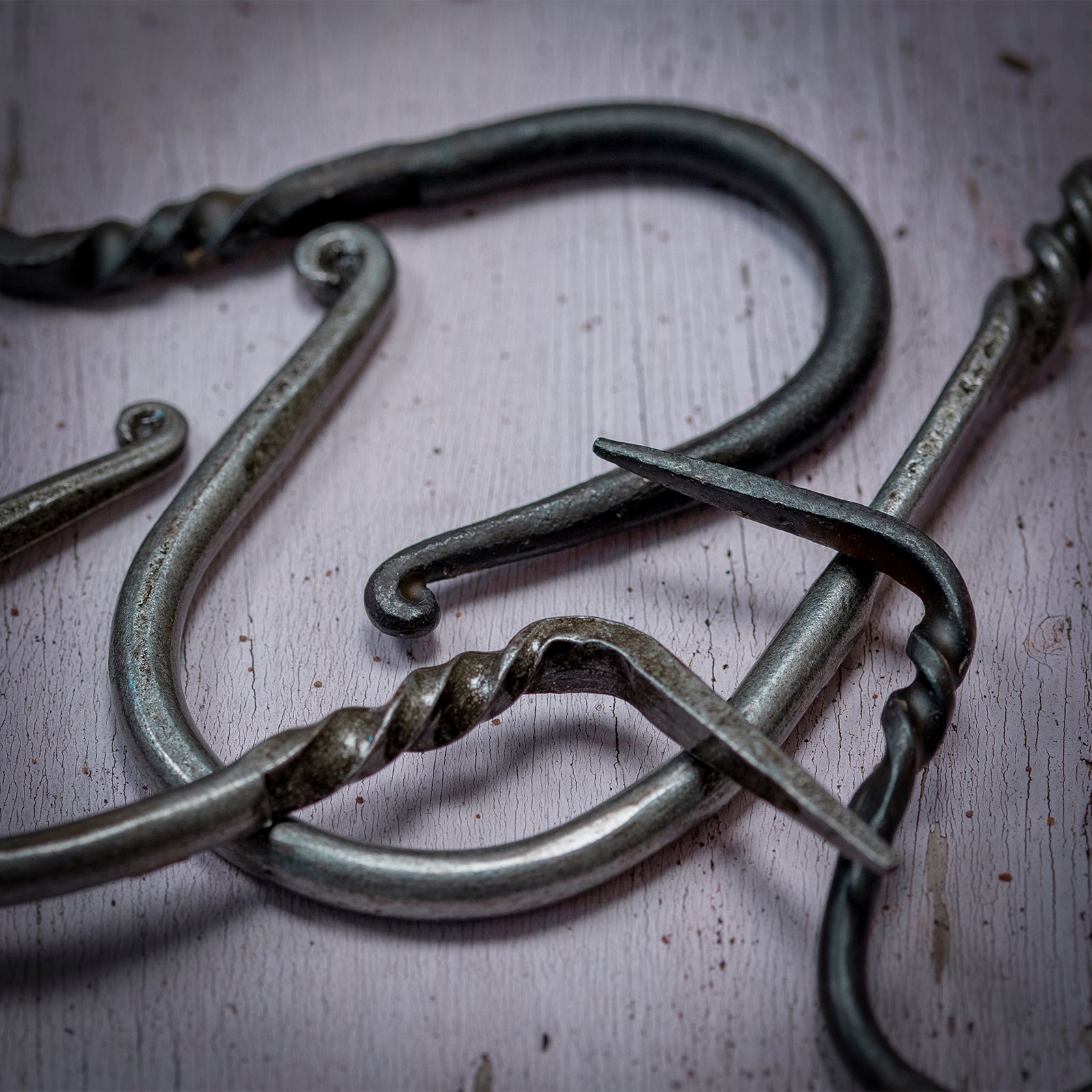 Detail of cup hooks in pewter and beeswax SHOW