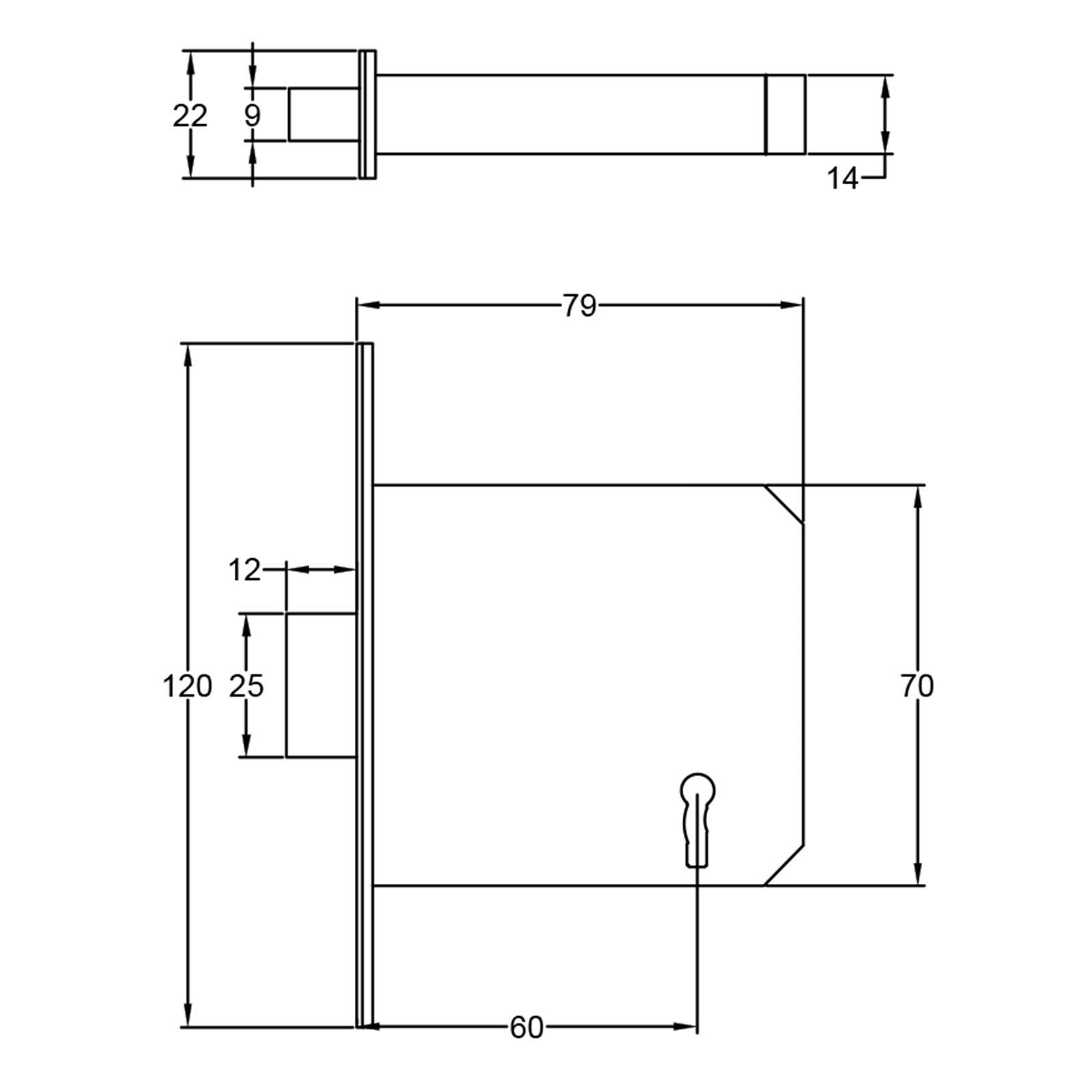 3 lever deadlock 3 inch dimension drawing SHOW