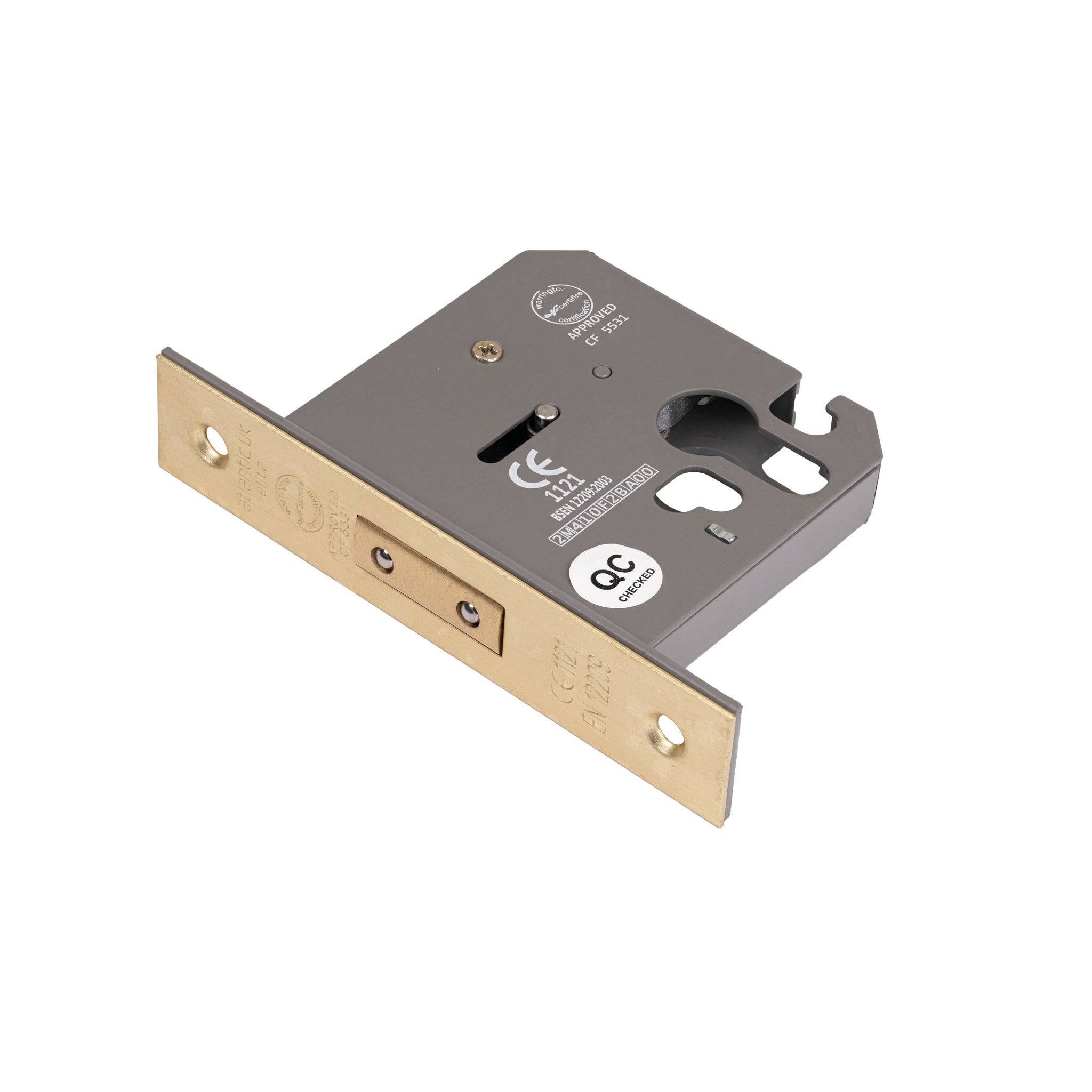 Euro deadlock 3 inch satin brass