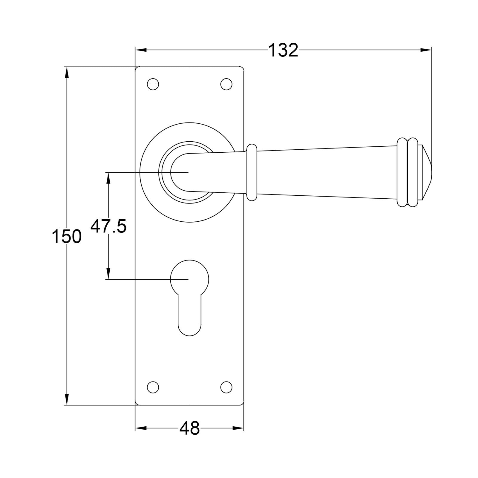 Durham Pewter Door Handles On Narrow Backplate Euro Profile SHOW