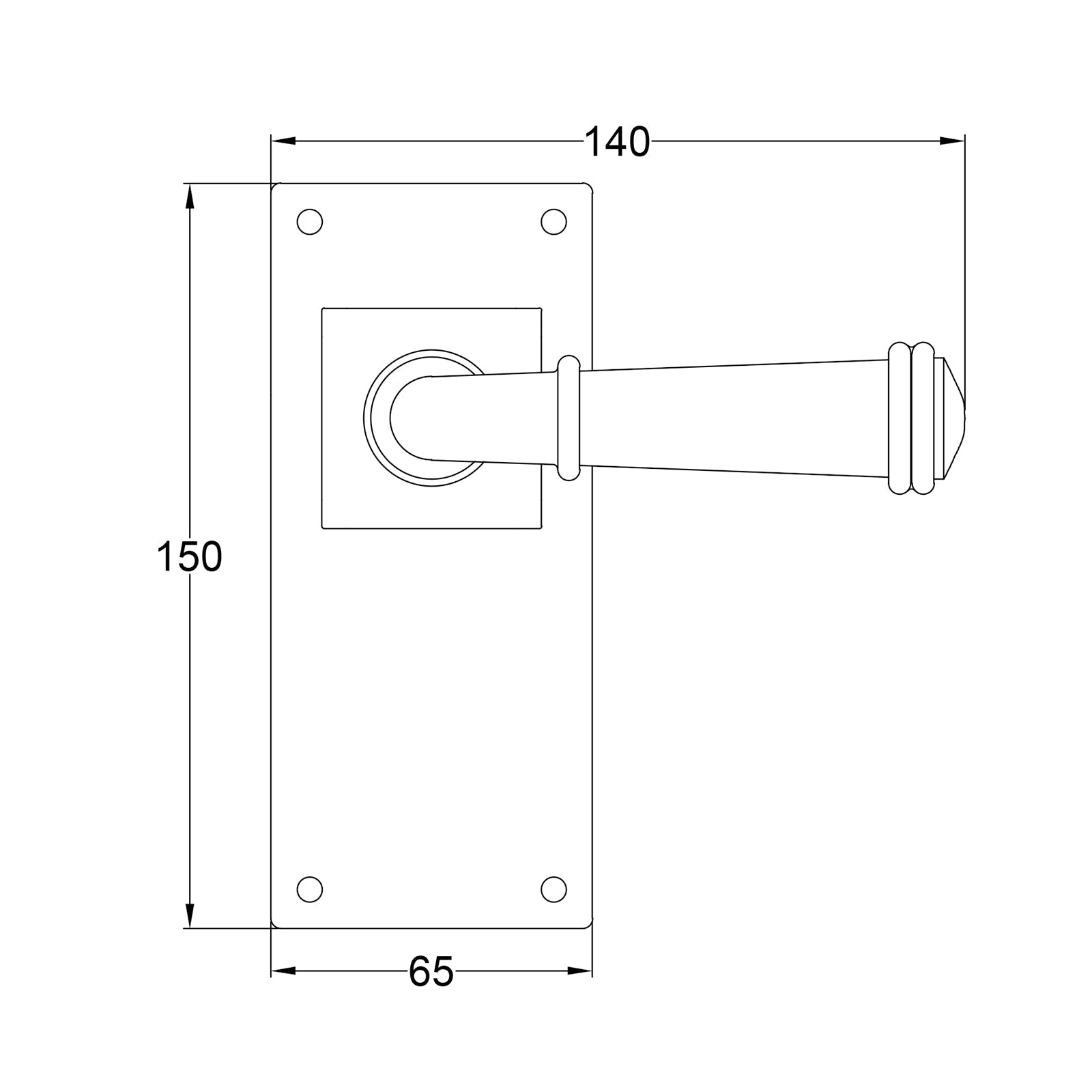 Durham Pewter Door Handles On Wide Backplate Long Latch SHOW