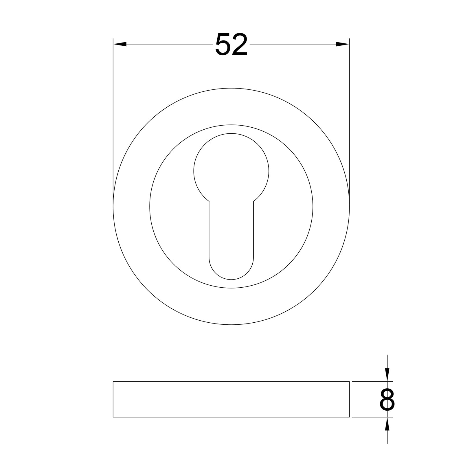 Euro Escutcheon dimension drawing SHOW