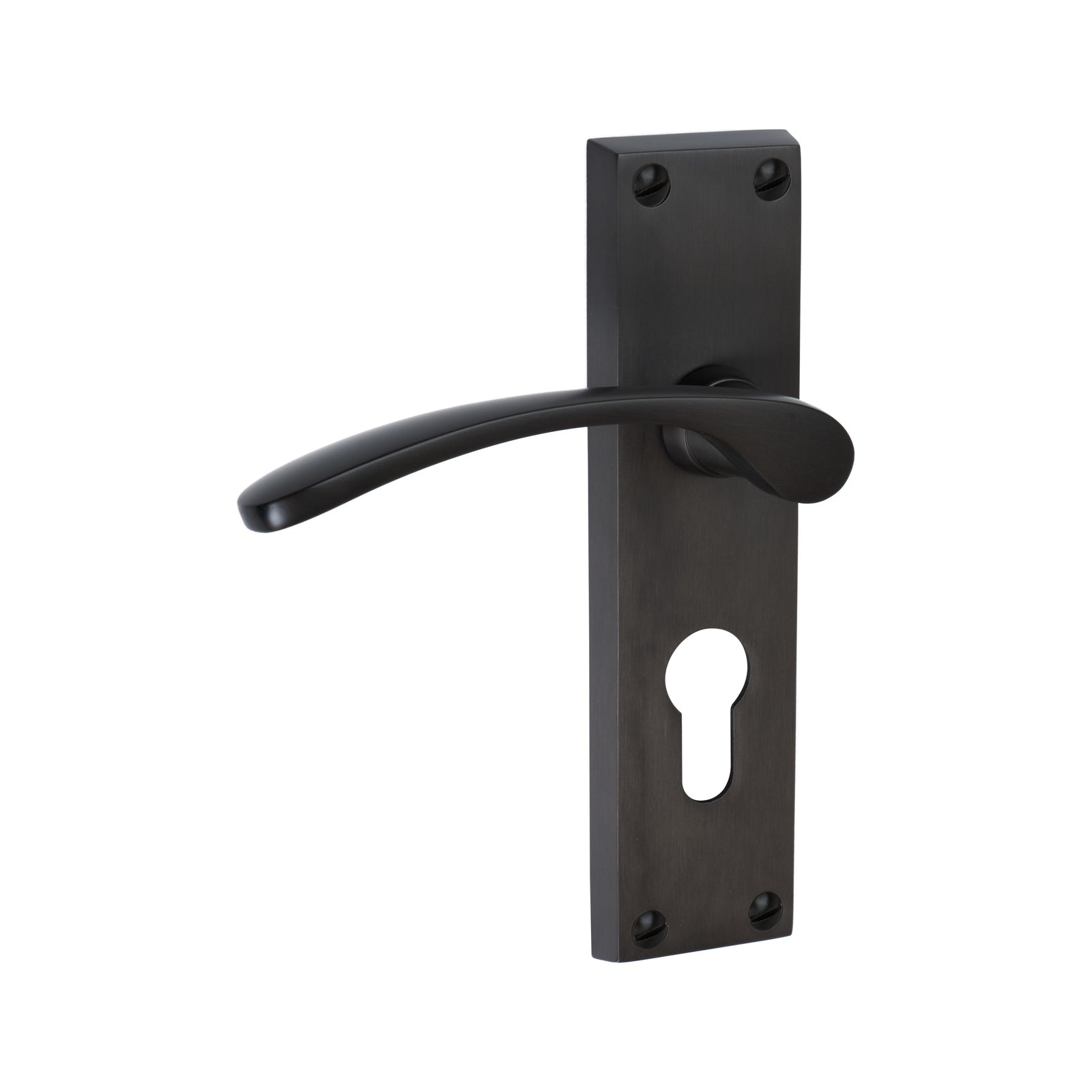 Sophia Door Handles On Plate Euro Lock Handle in Matt Bronze