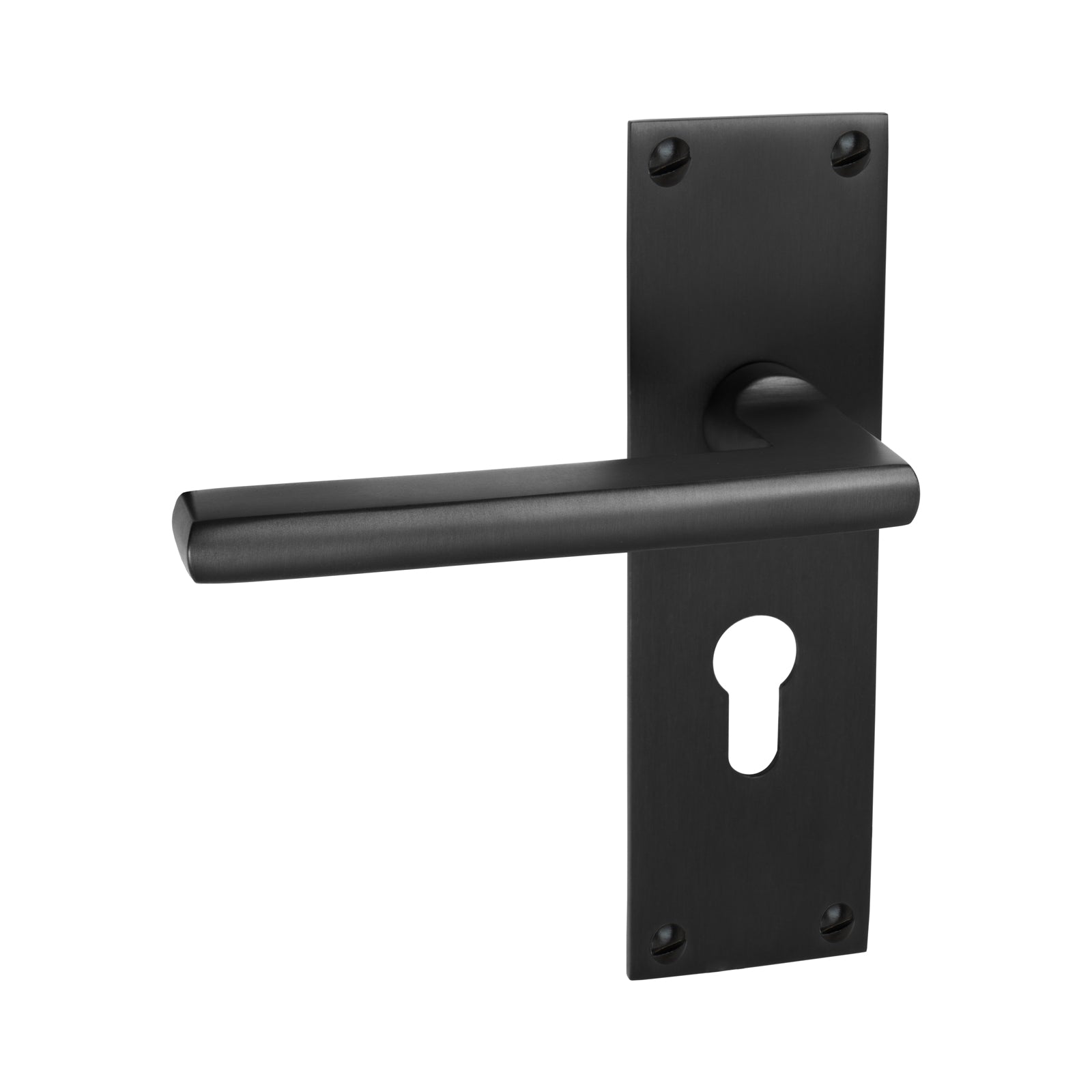 Trident Door Handles On Plate Euro Lock Handle in Matt Bronze