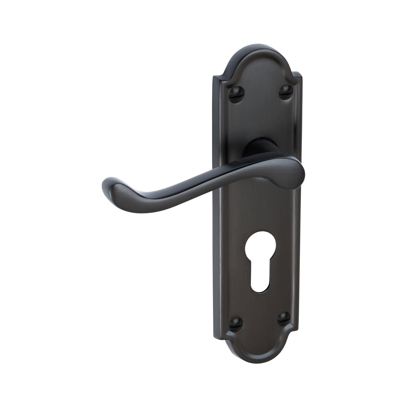 Meridian Door Handles On Plate Euro Lock Handle in Matt Bronze