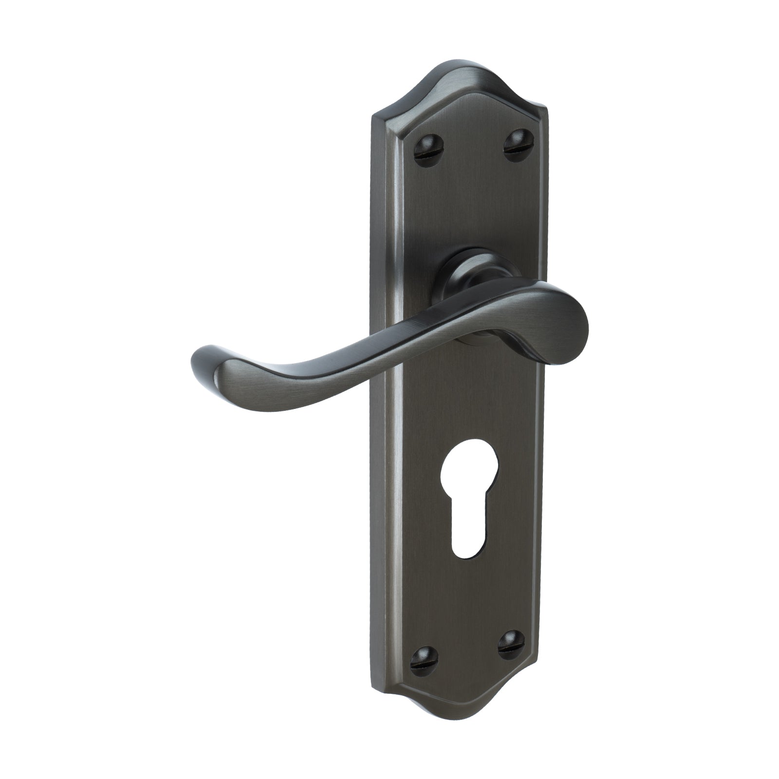 Buckingham Door Handles On Plate Euro Lock Handle in Matt Bronze