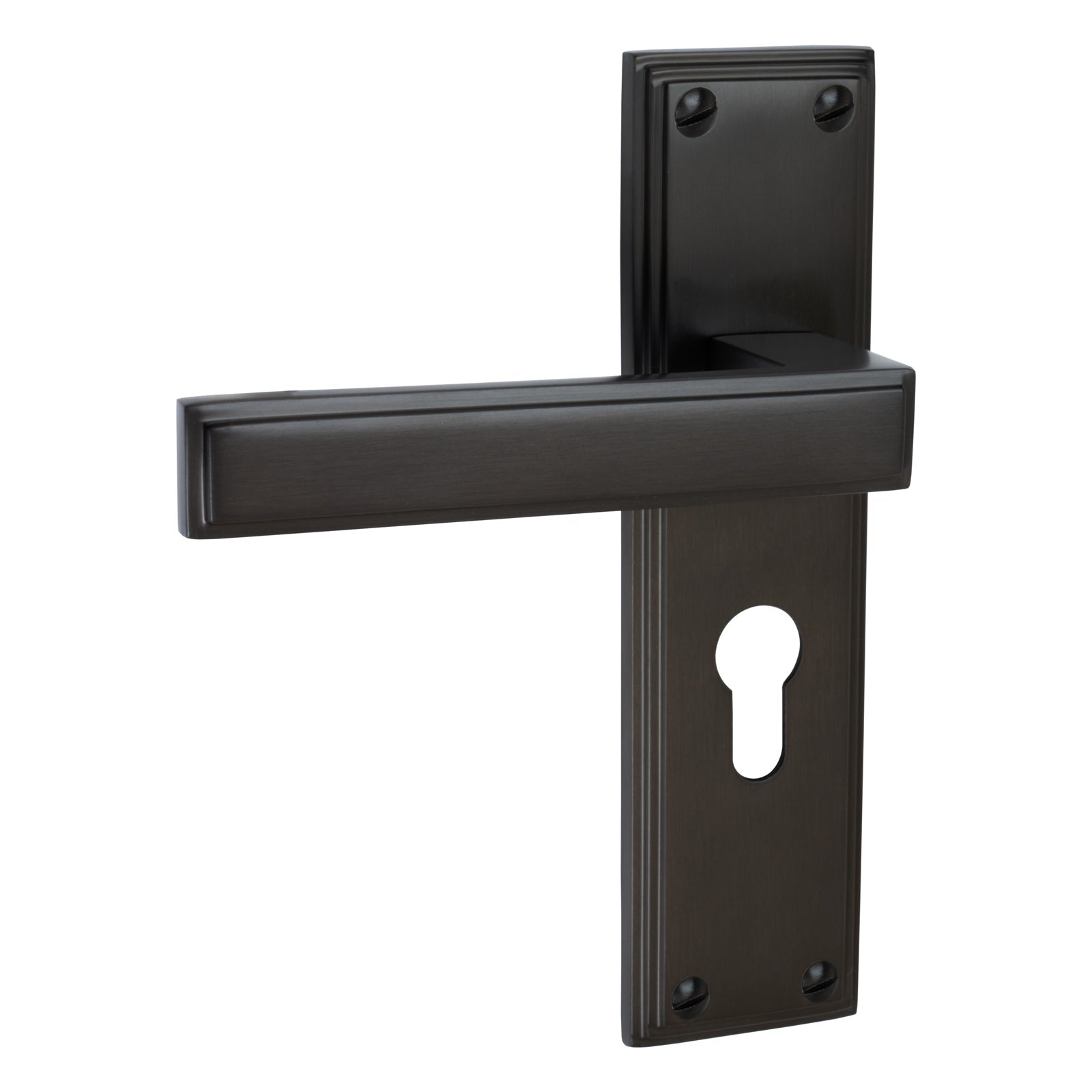 Atlantis Door Handles On Plate Euro Lock Handle in Matt Bronze