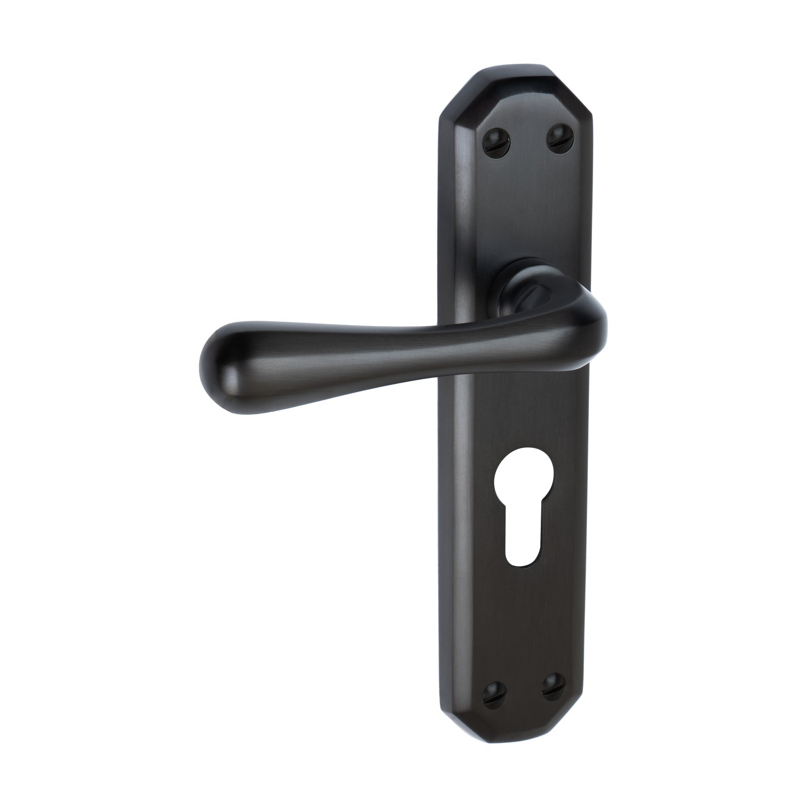 Charlbury Door Handles On Plate Euro Lock Handle in Matt Bronze