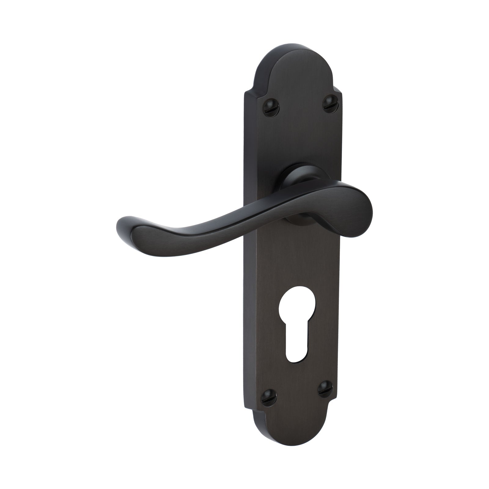 Savoy Door Handles On Plate Euro Lock Handle in Matt Bronze