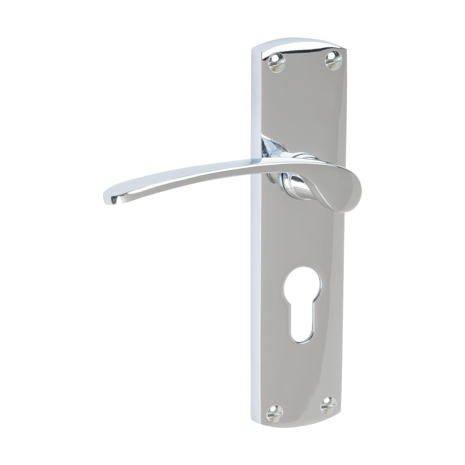 Diplomat Door Handles On Plate Euro Lock Handle in Polished Chrome