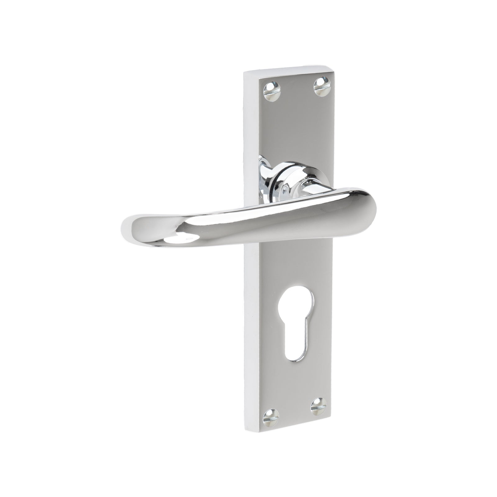 Windsor Door Handles On Plate Euro Lock Handle in Polished Chrome