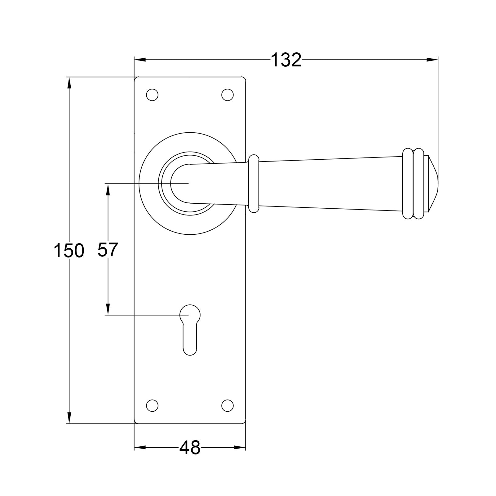 Durham Pewter Door Handles On Narrow Backplate Lock SHOW