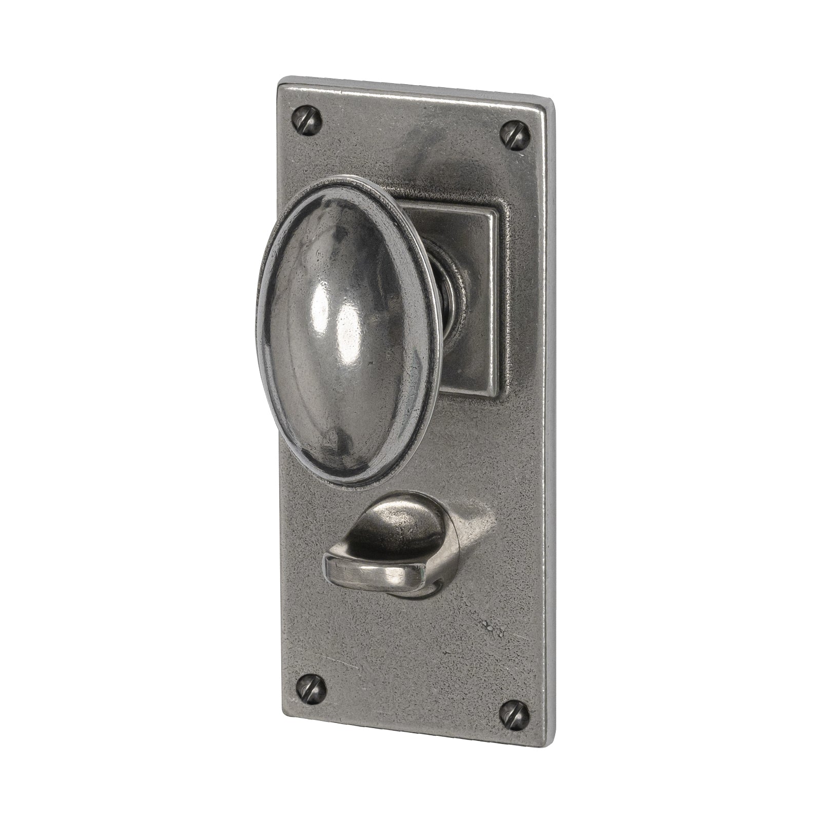 Lincoln Pewter Door Knobs On Wide Backplate Bathroom