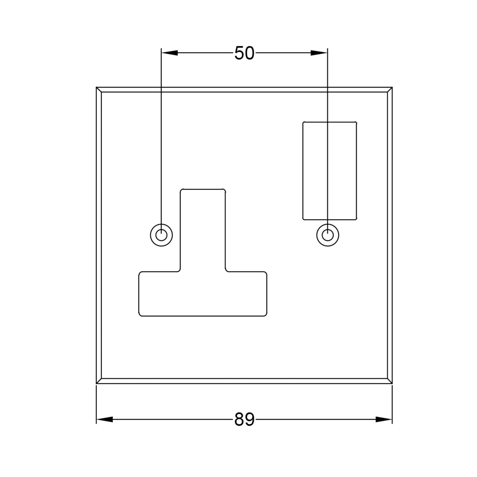 Pewter 1 Gang Switched Socket JPEG Drawing SHOW