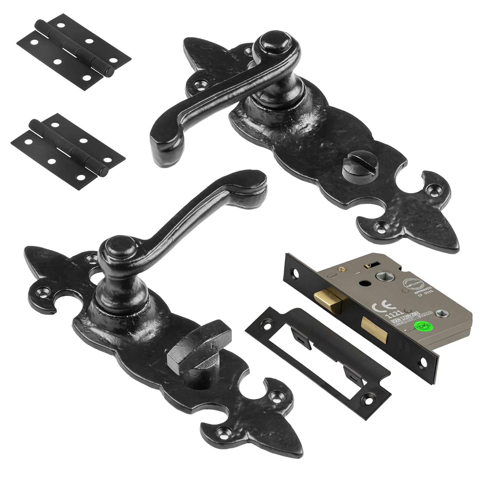 Fleur De Lis Bathrooom Lock Handle Set SHOW