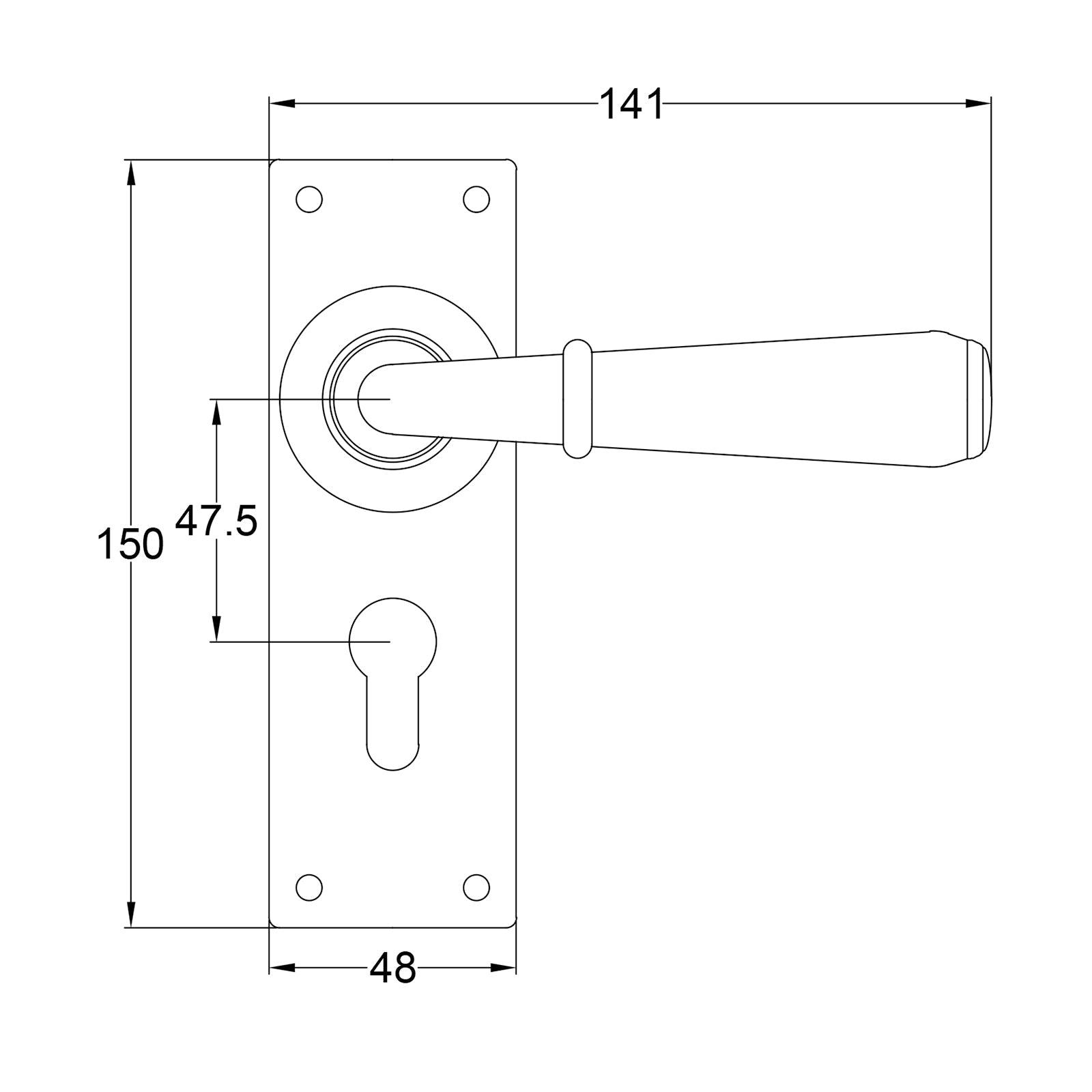 Fenwick Pewter Door Handles On Narrow Backplate Euro SHOW