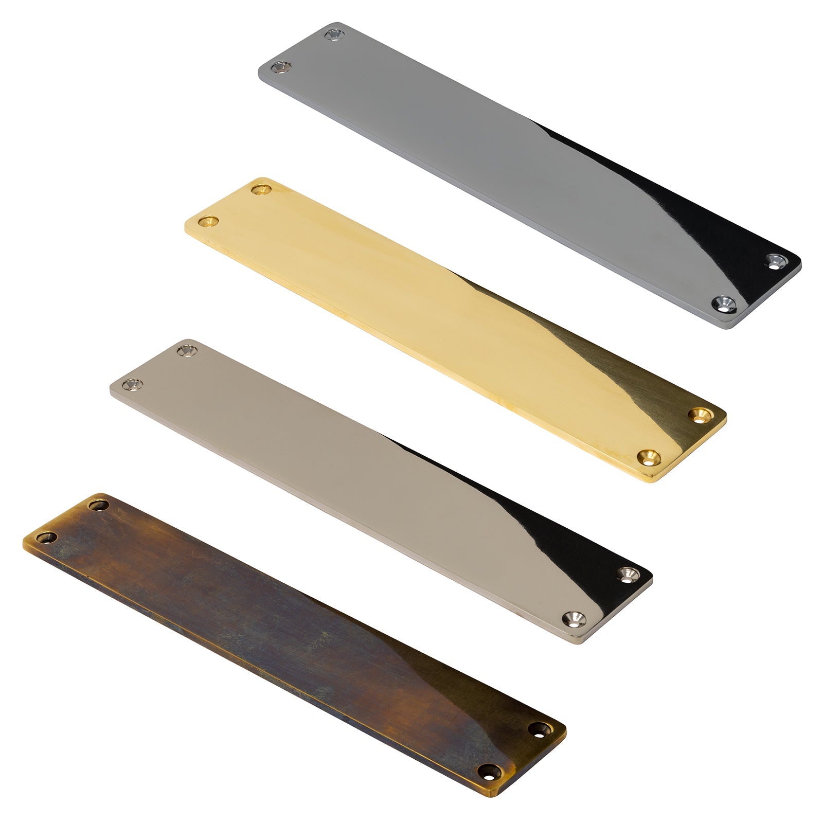Door plates in four finishes