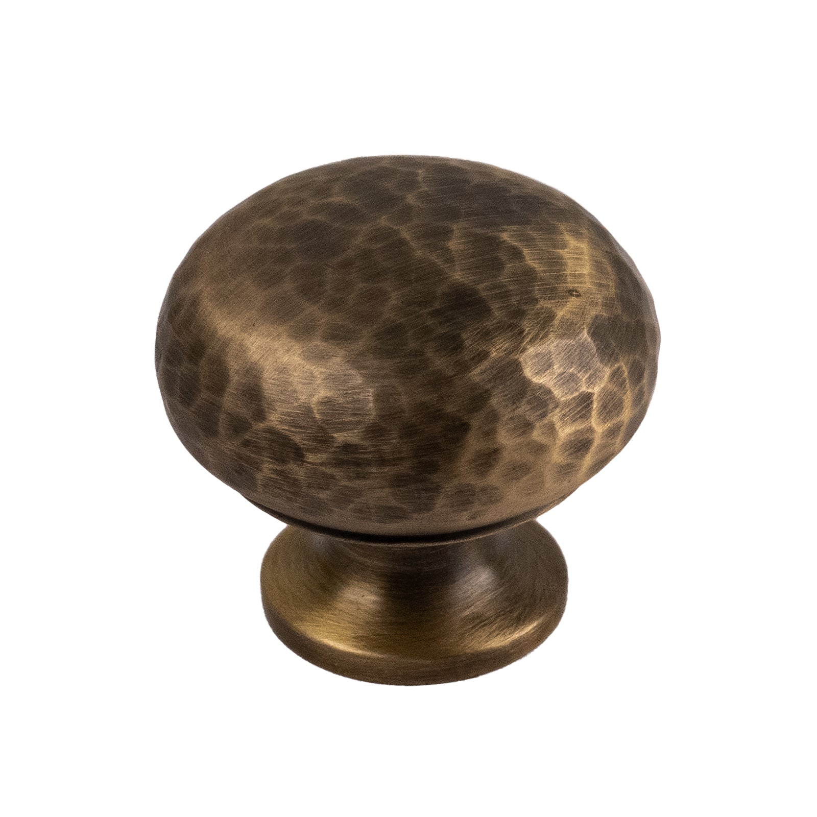 Mushroom Cabinet Knob Hammered Antique Brass 33mm