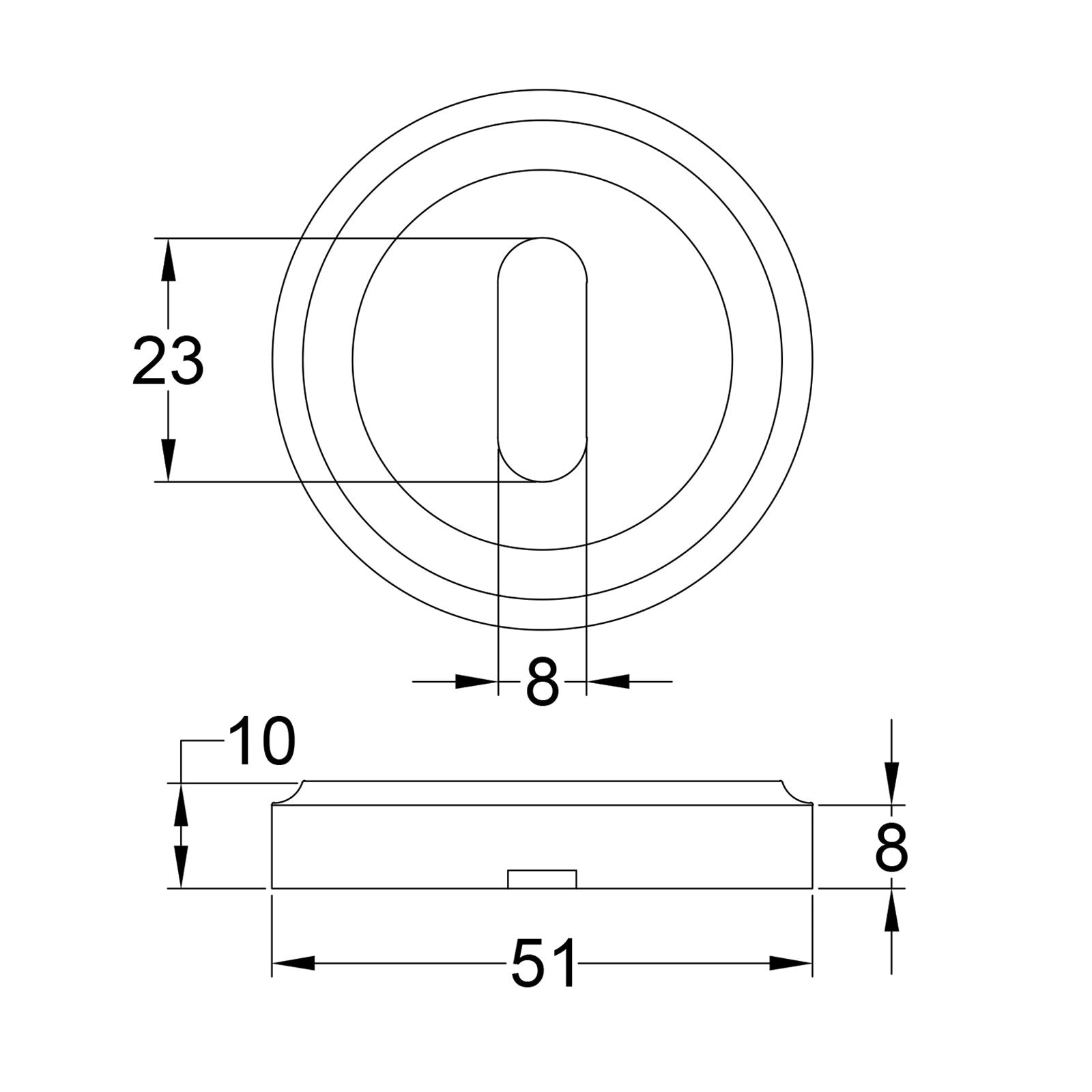 Dimension drawing British Standard Key Brass Escutcheon SHOW