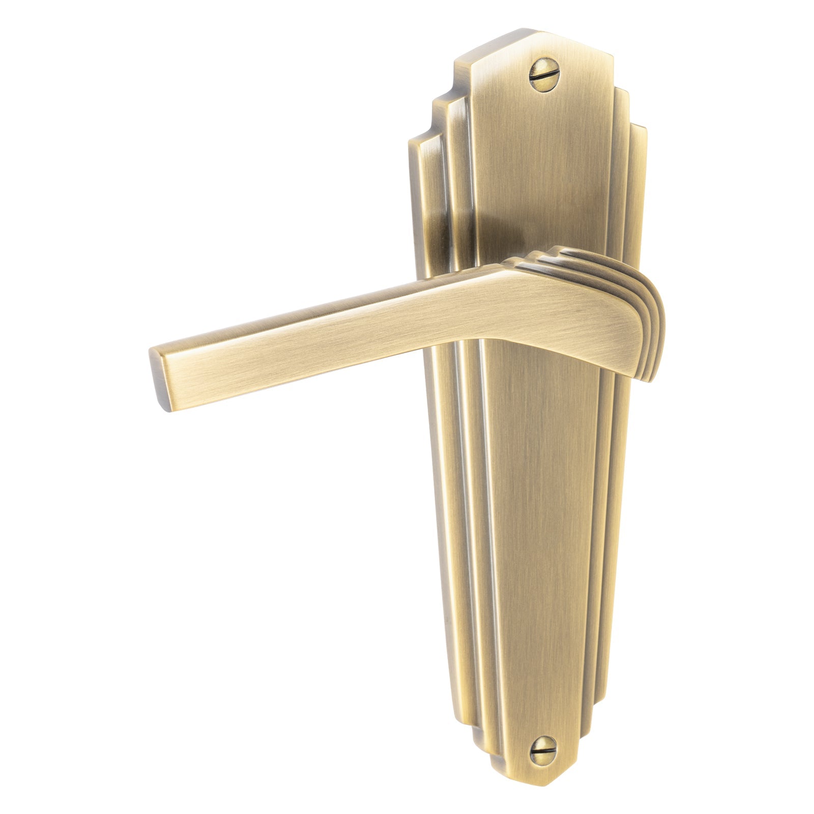 Waldorf Door Handles On Plate Latch Handle in Aged Brass SHOW