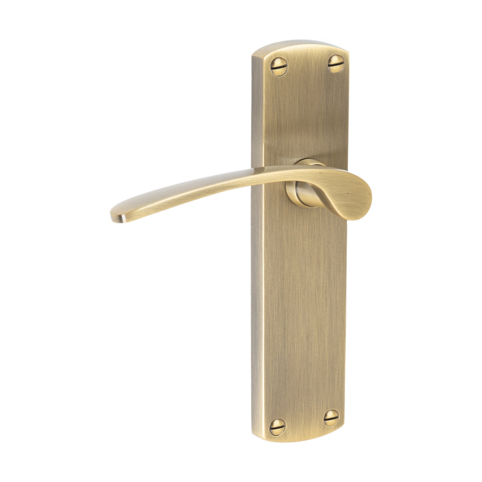 Diplomat Door Handles On Plate Latch Handle in Aged Brass SHOW