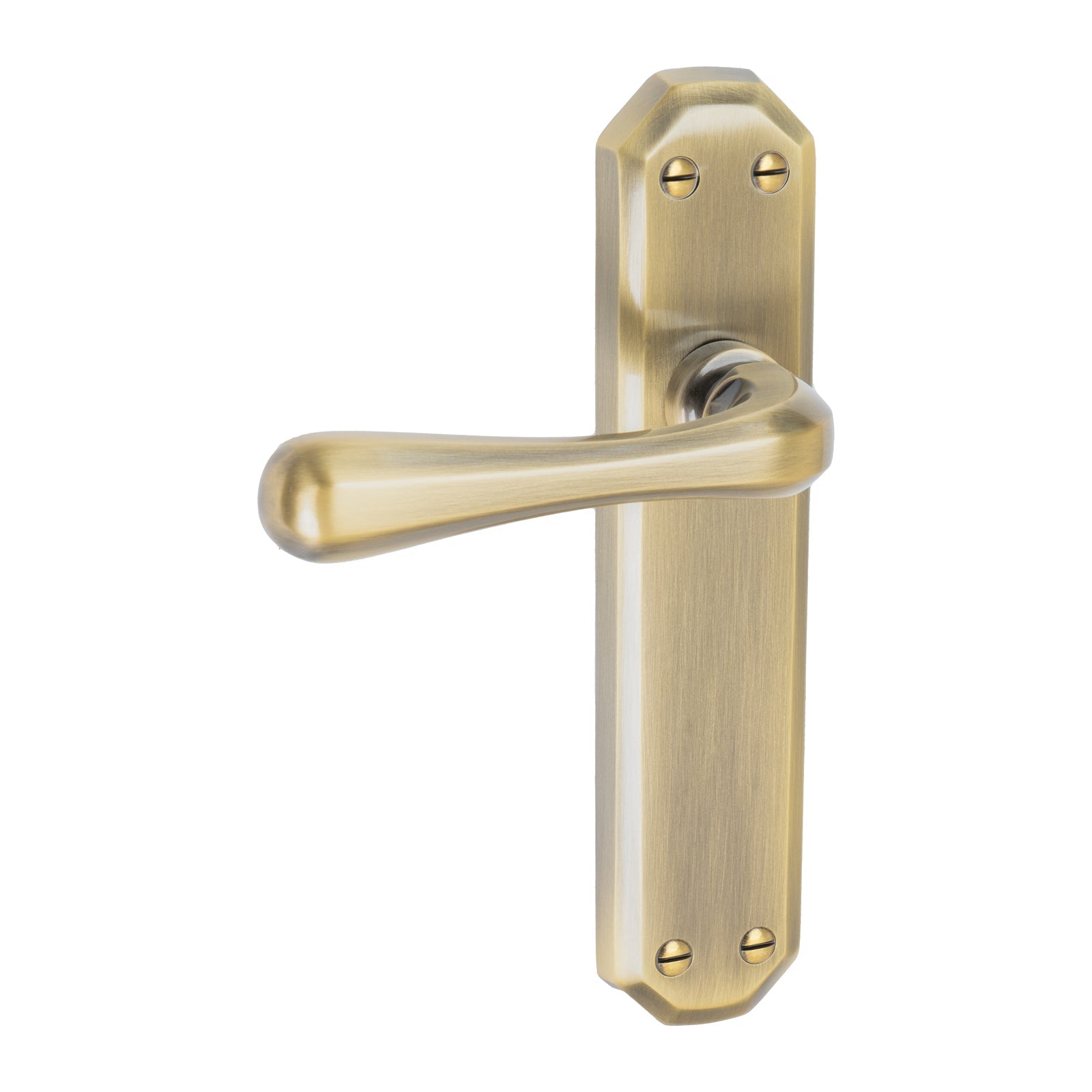 Charlbury Door Handles On Plate Latch Handle in Aged Brass SHOW