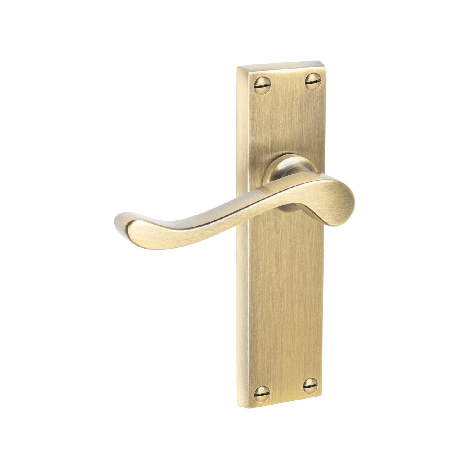 Bedford Door Handles On Plate Latch Handle in Aged Brass SHOW