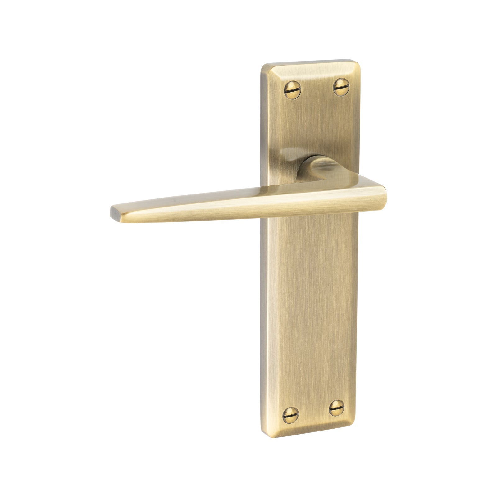 Kendal Door Handles On Plate Latch Handle in Aged Brass SHOW