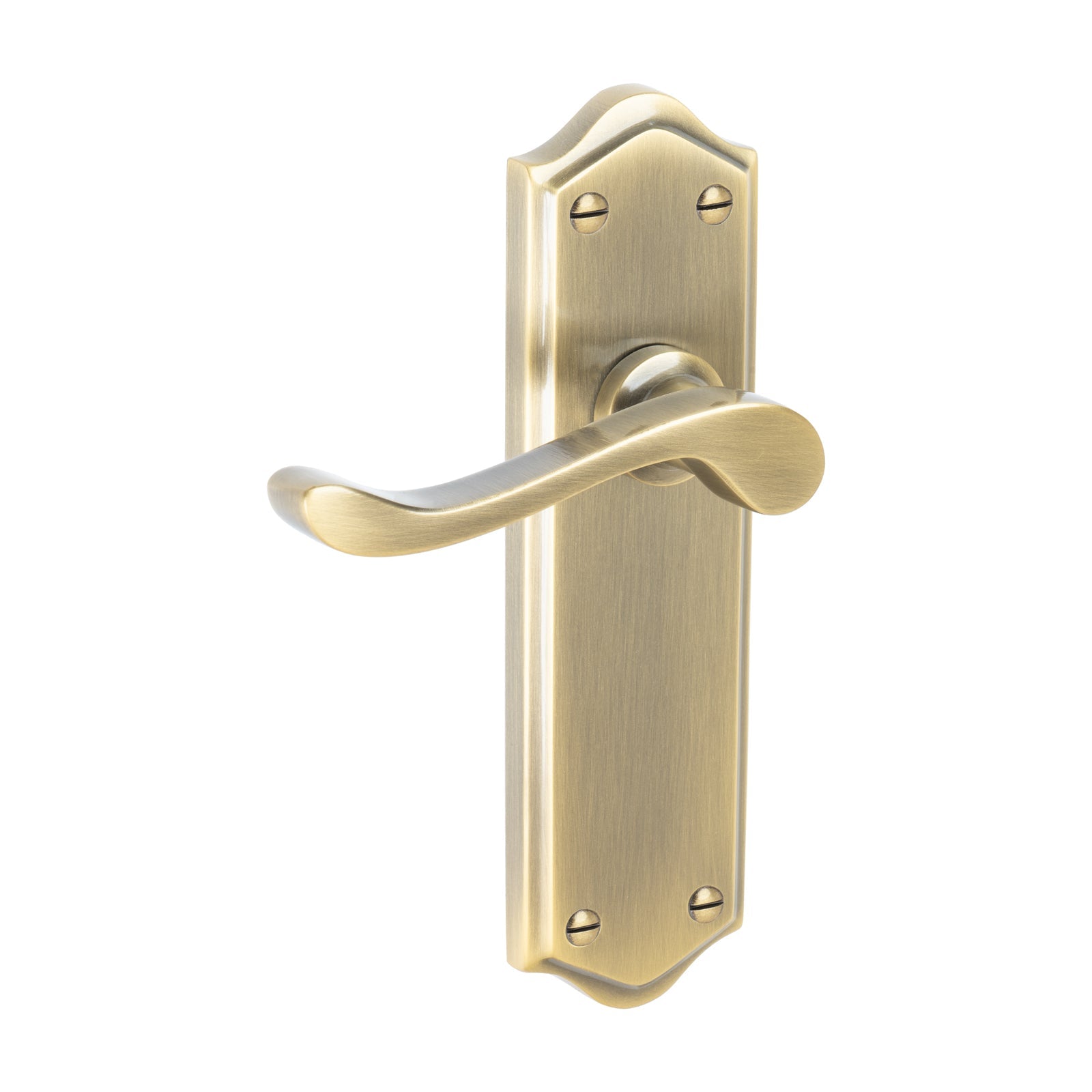 Buckingham Door Handles On Plate Latch Handle in Aged Brass SHOW