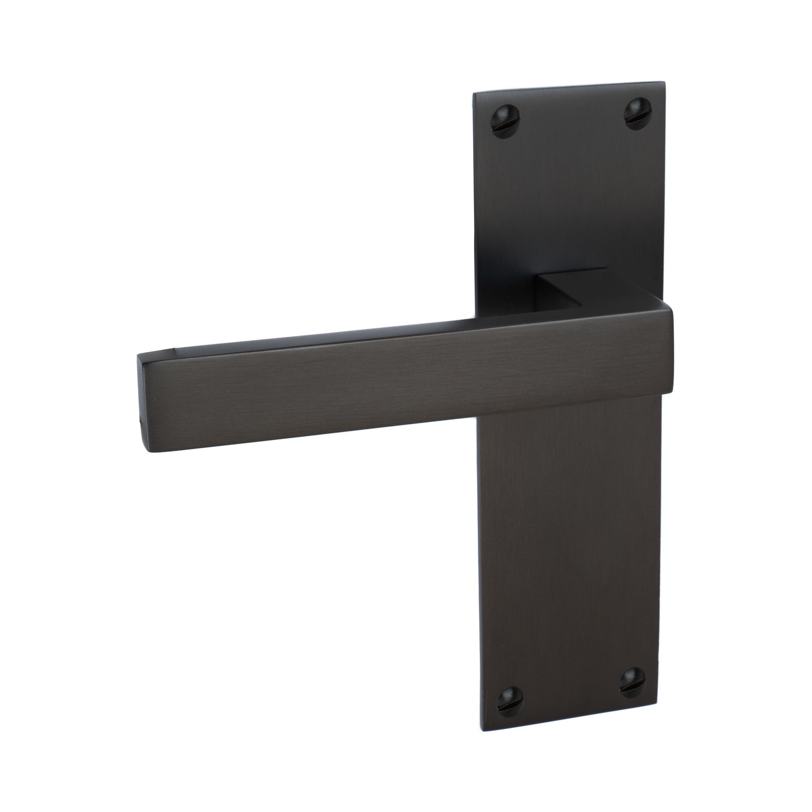 Metro Door Handles On Plate Latch Handle in Matt Bronze SHOW