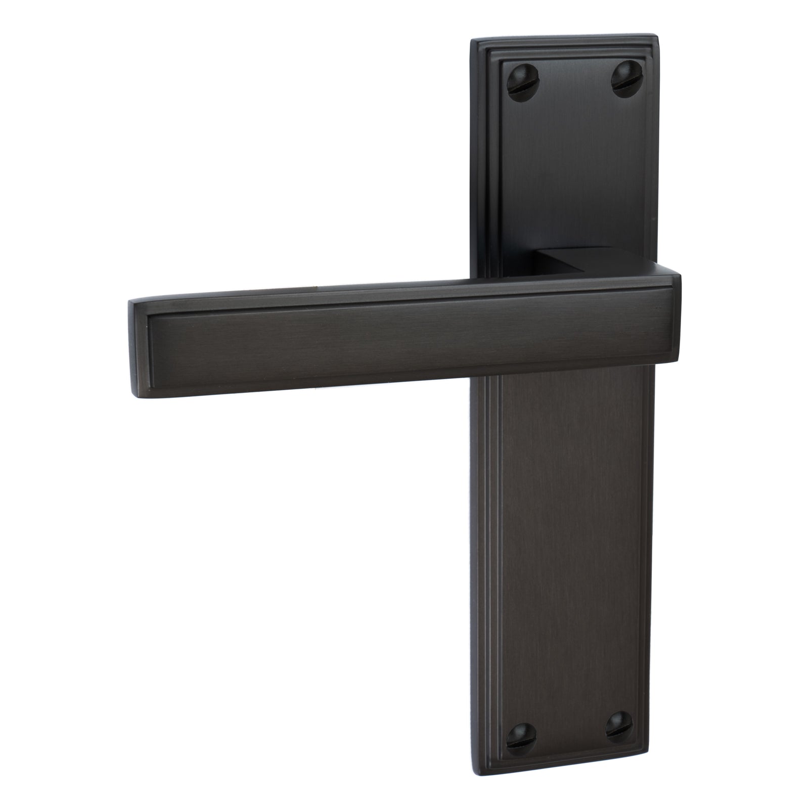 Atlantis Door Handles On Plate Latch Handle in Matt Bronze SHOW