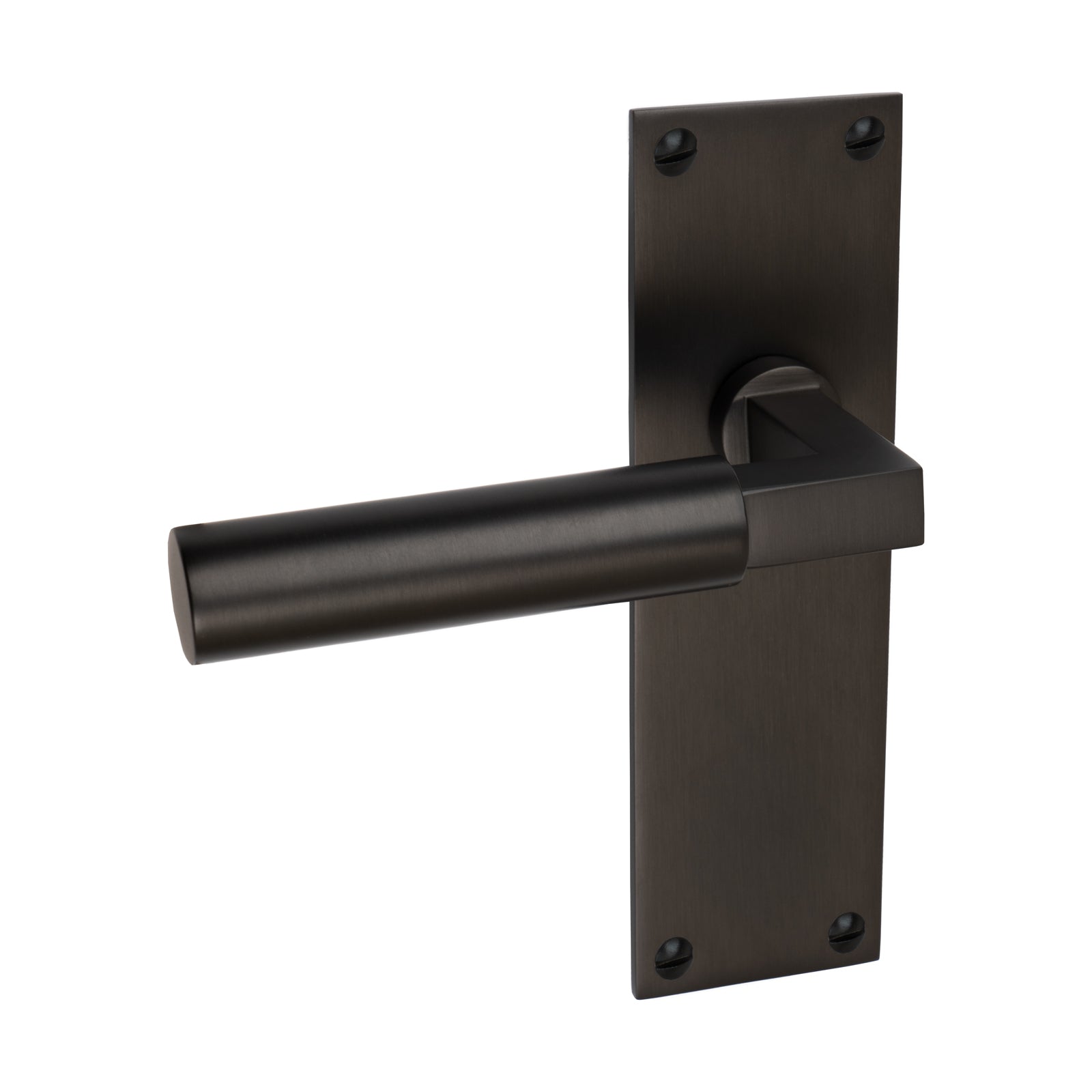 Bauhaus Door Handles On Plate Latch Handle in Matt Bronze SHOW