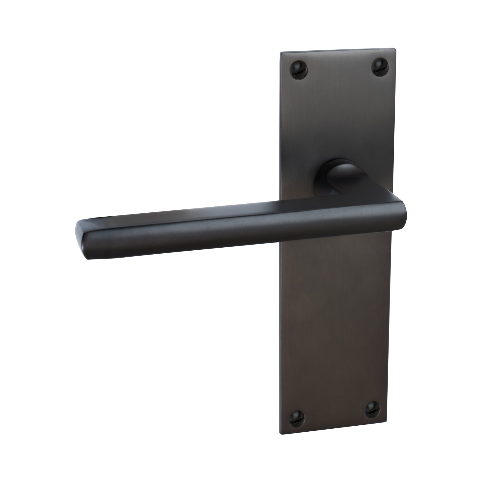 Trident Door Handles On Plate Latch Handle in Matt Bronze SHOW