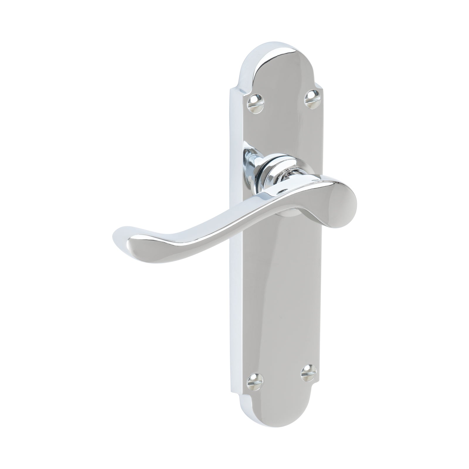 Savoy Door Handles On Plate Latch Handle in Polished Chrome SHOW