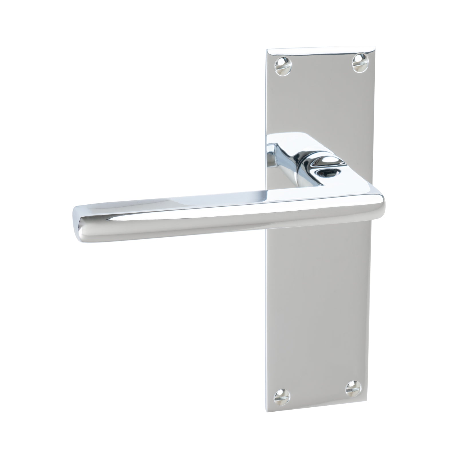 Trident Door Handles On Plate Latch Handle in Polished Chrome SHOW