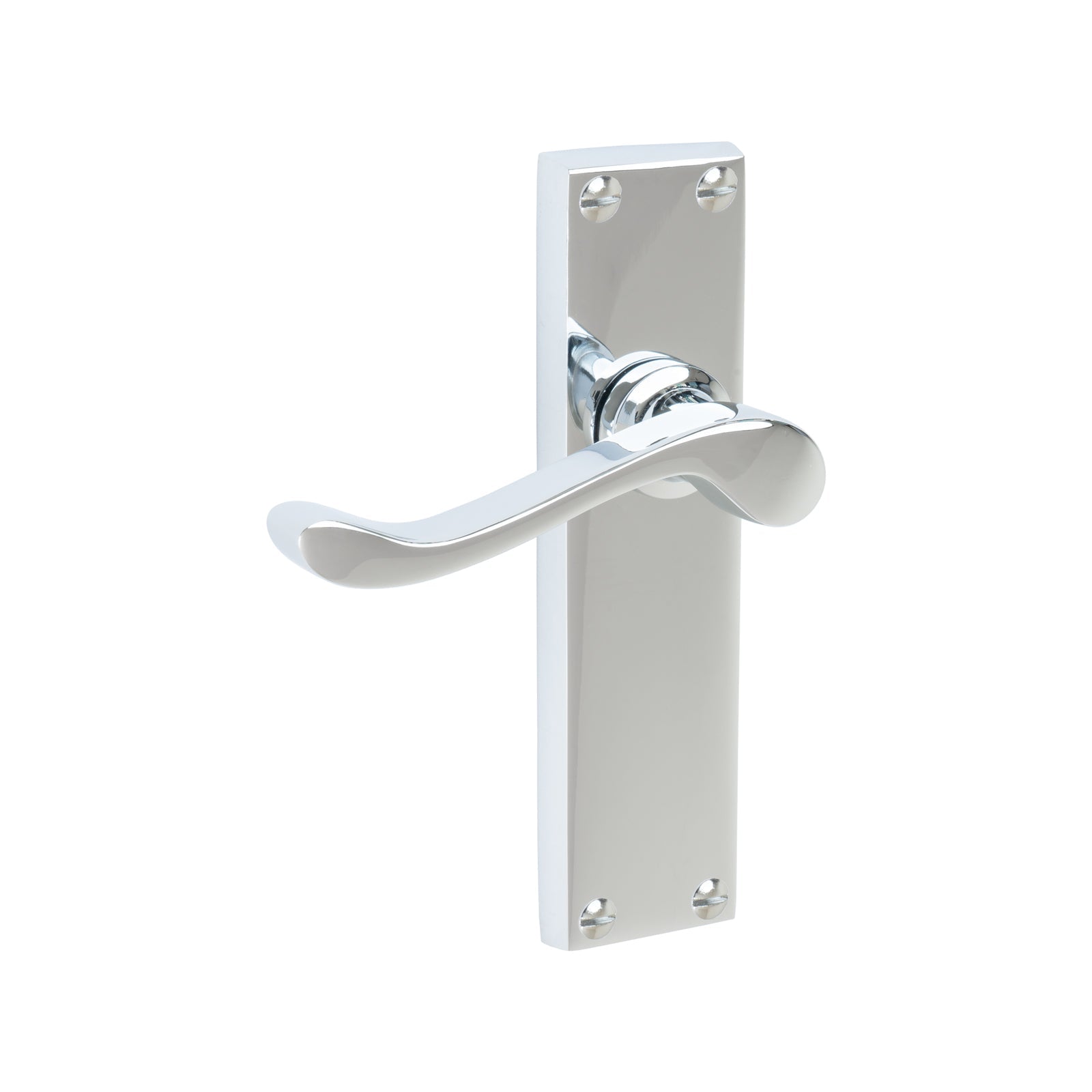 Bedford Door Handles On Plate Latch Handle in Polished Chrome SHOW