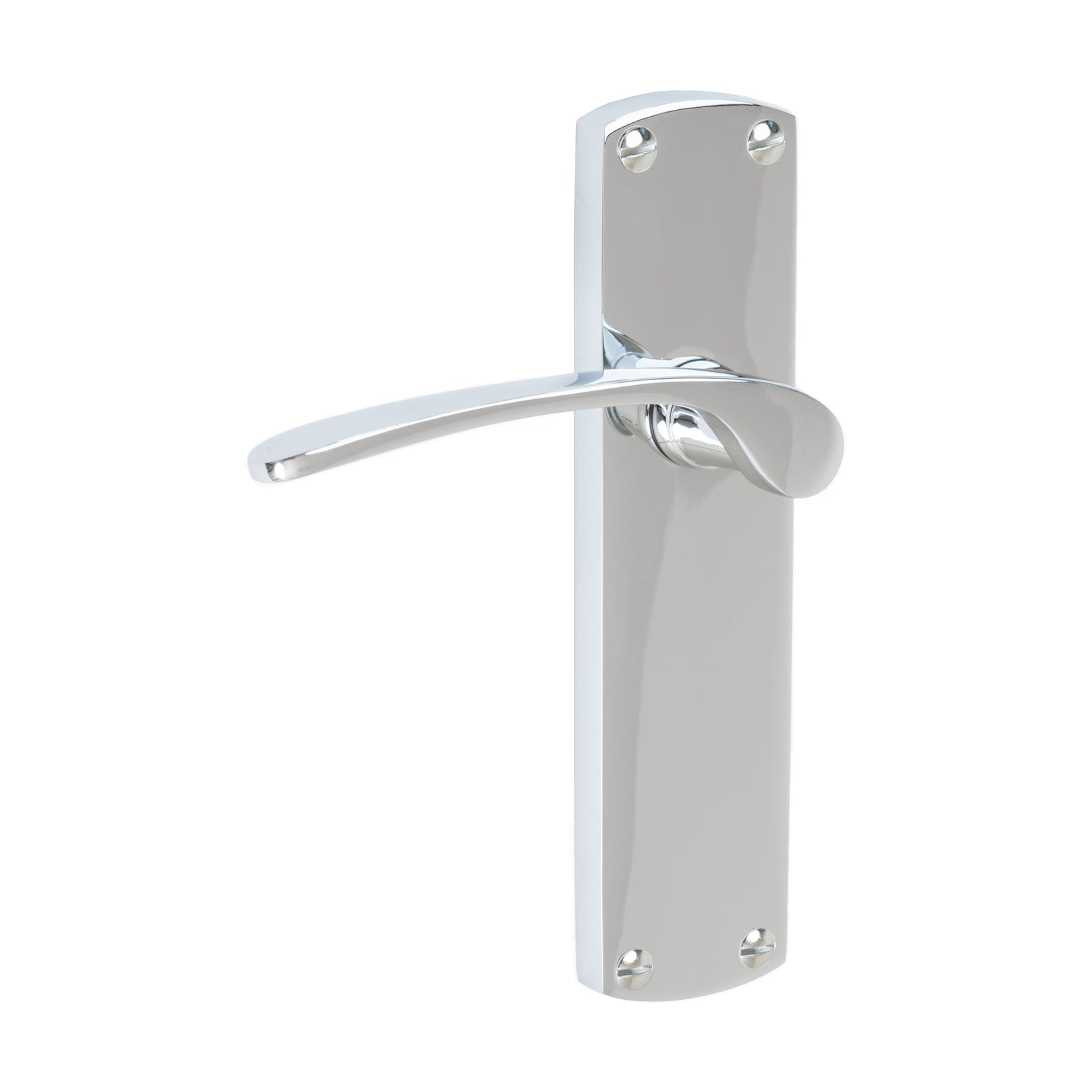 Diplomat Door Handles On Plate Latch Handle in Polished Chrome SHOW