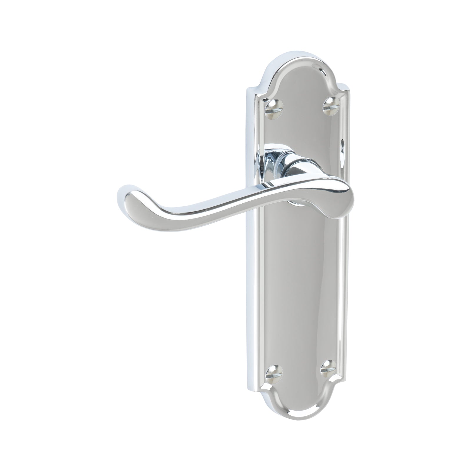 Meridian Door Handles On Plate Latch Handle in Polished Chrome SHOW