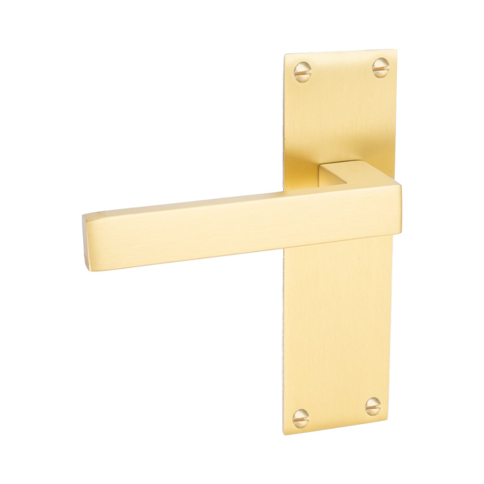 Metro Door Handles On Plate Latch Handle in Satin Brass SHOW