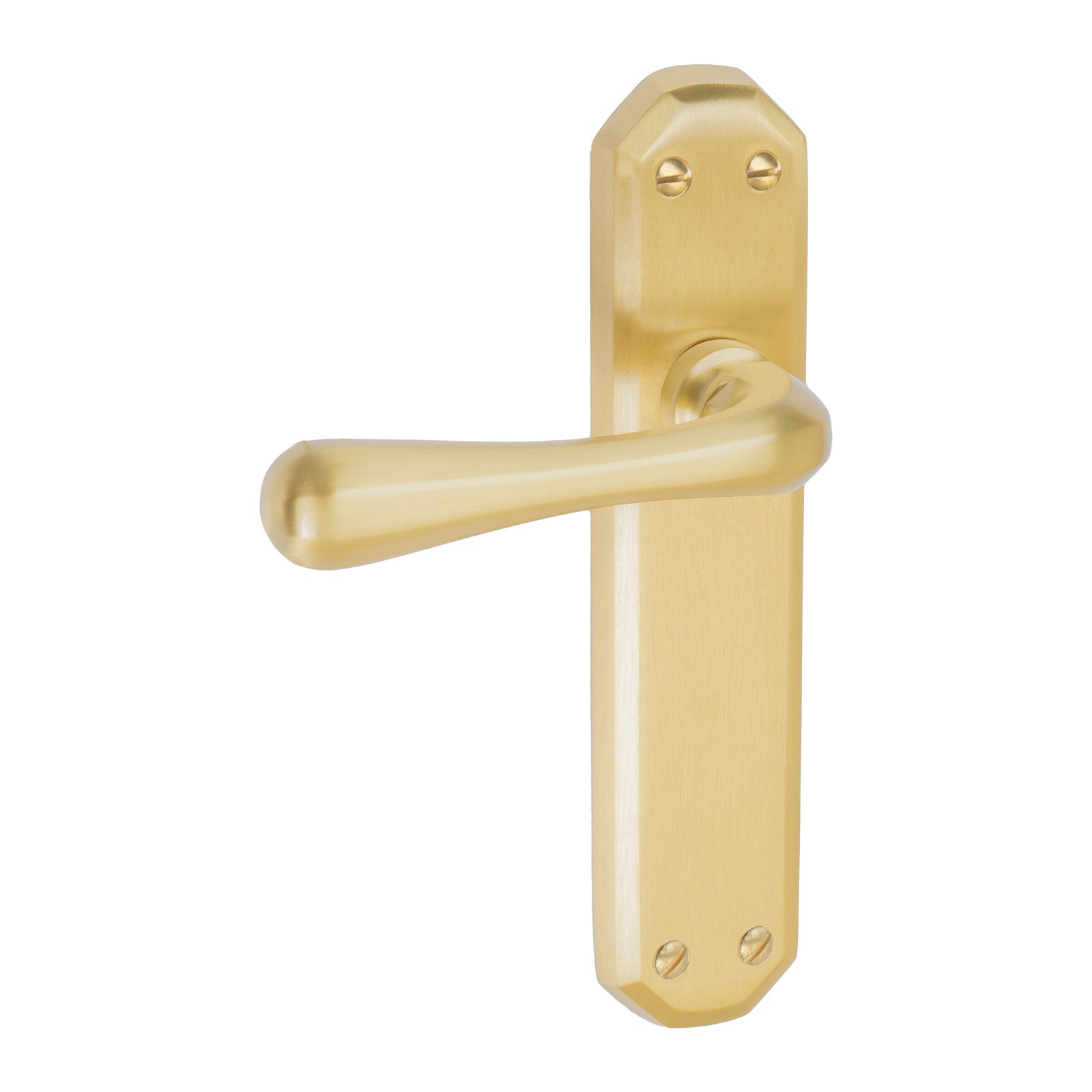 Charlbury Door Handles On Plate Latch Handle in Satin Brass SHOW