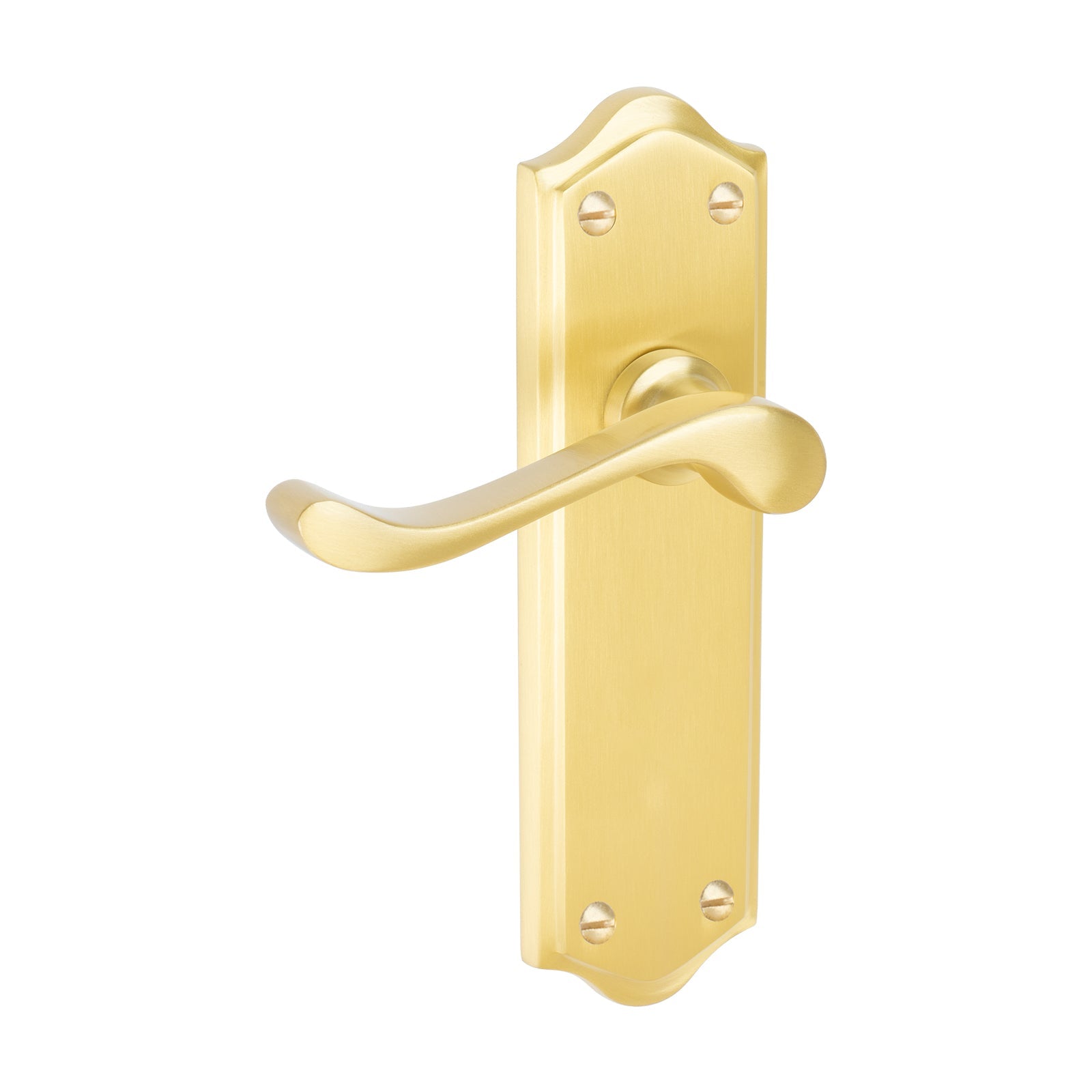 Buckingham Door Handles On Plate Latch Handle in Satin Brass SHOW