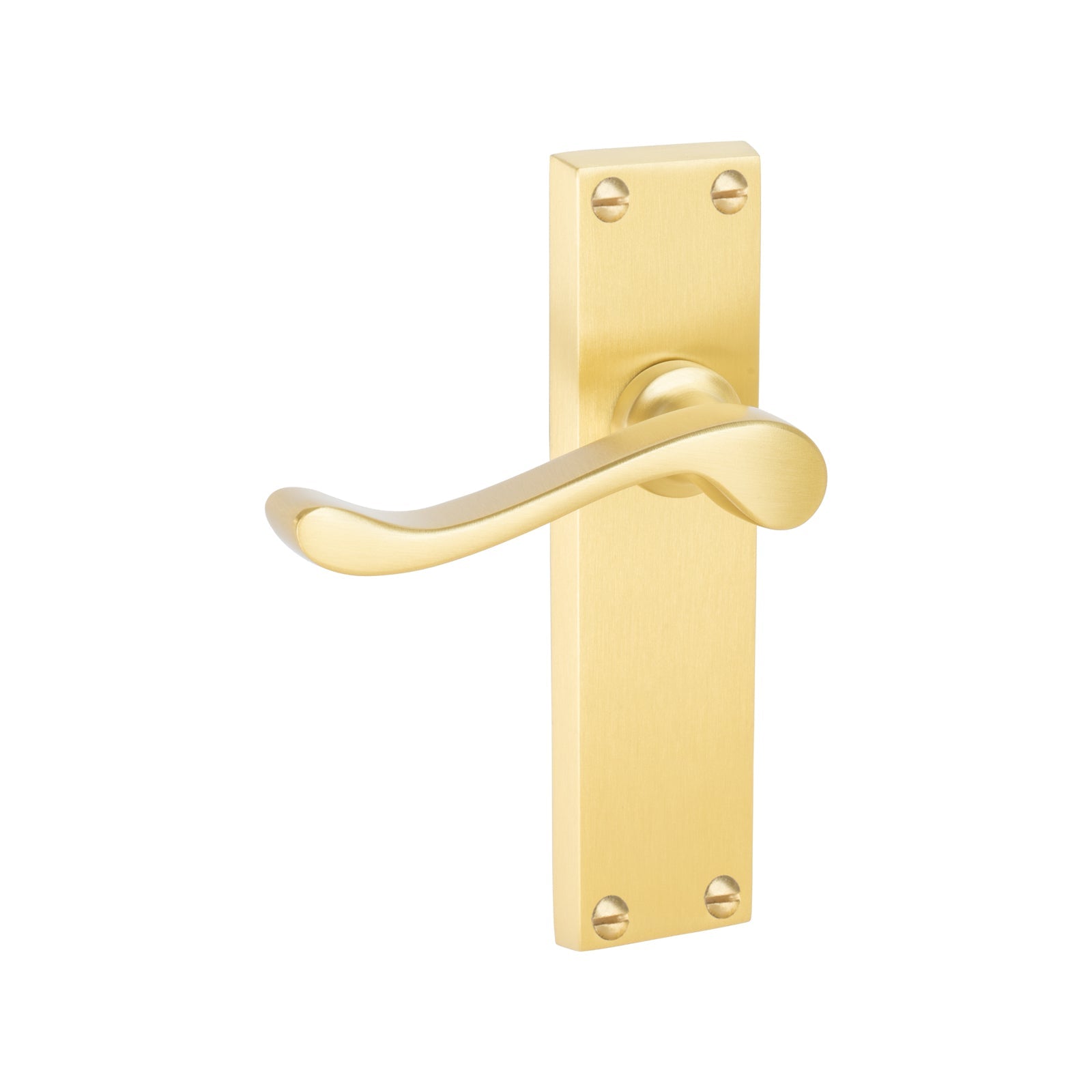 Bedford Door Handles On Plate Latch Handle in Satin Brass SHOW