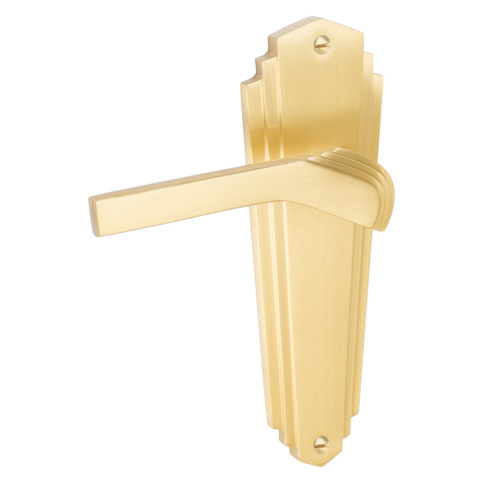 Waldorf Door Handles On Plate Latch Handle in Satin Brass SHOW