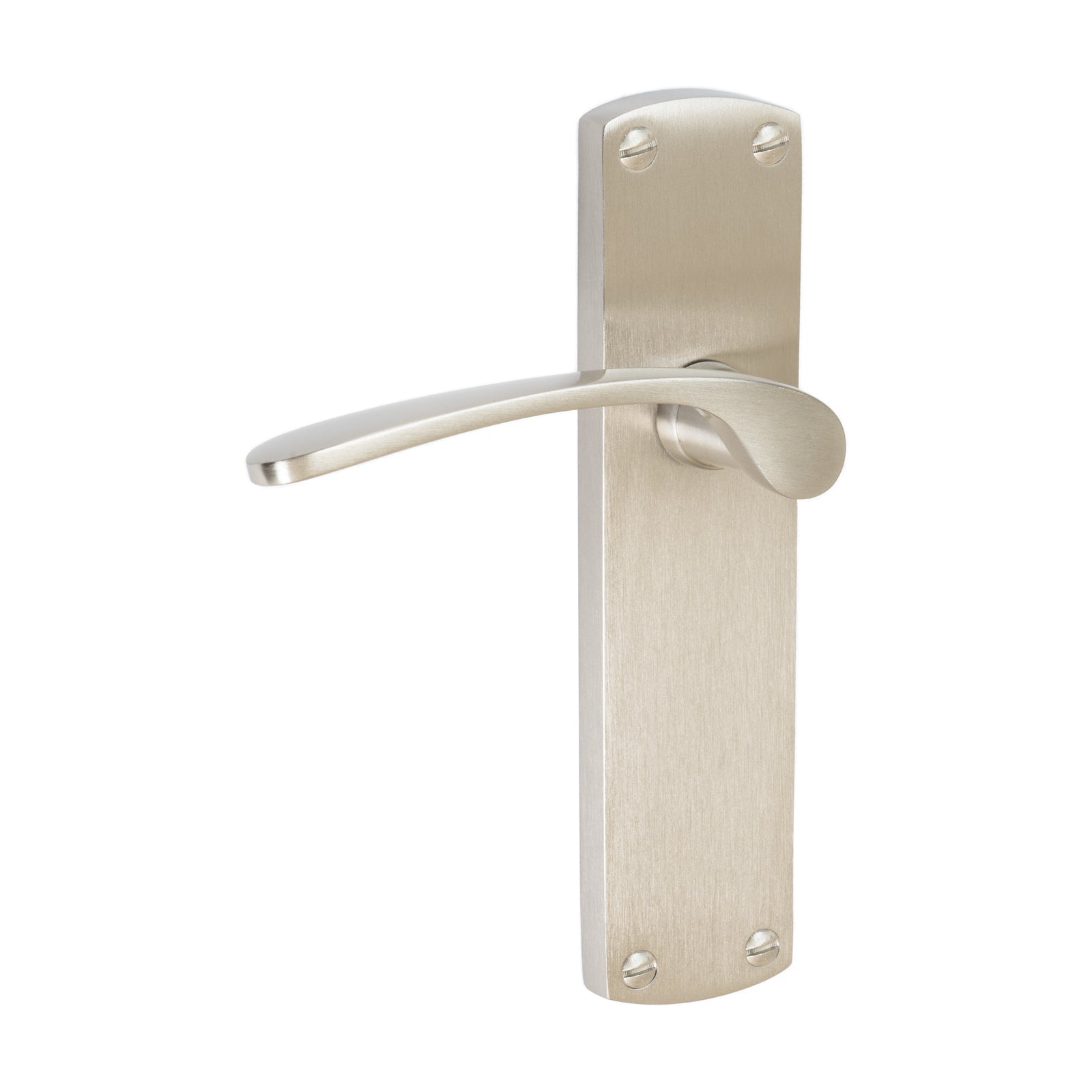 Diplomat Door Handles On Plate Latch Handle in Satin Nickel SHOW