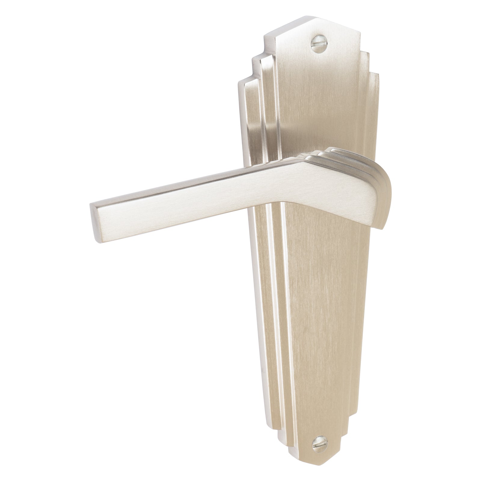 Waldorf Door Handles On Plate Latch Handle in Satin Nickel SHOW