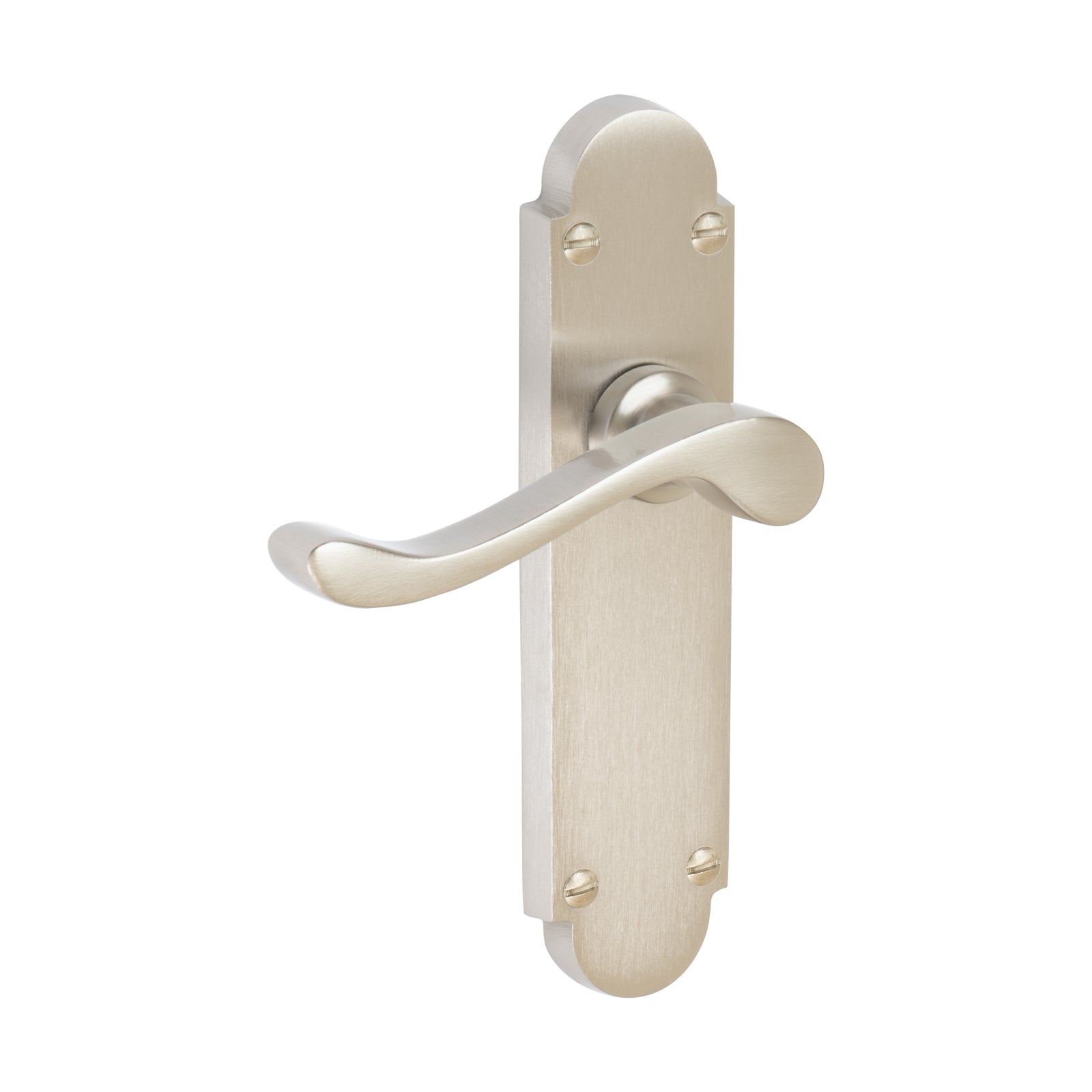 Savoy Door Handles On Plate Latch Handle in Satin Nickel SHOW