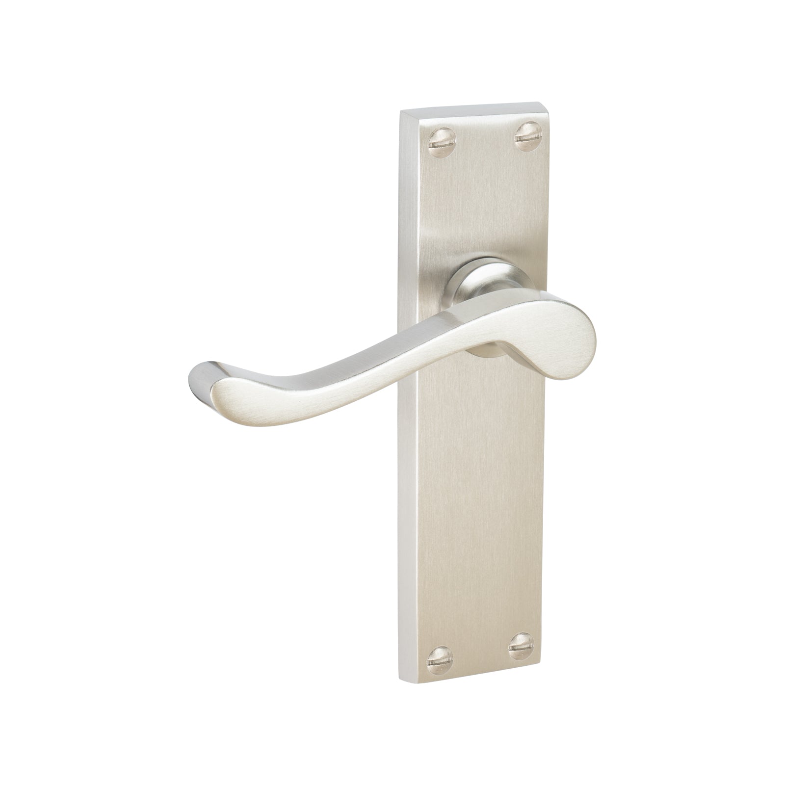 Bedford Door Handles On Plate Latch Handle in Satin Nickel SHOW