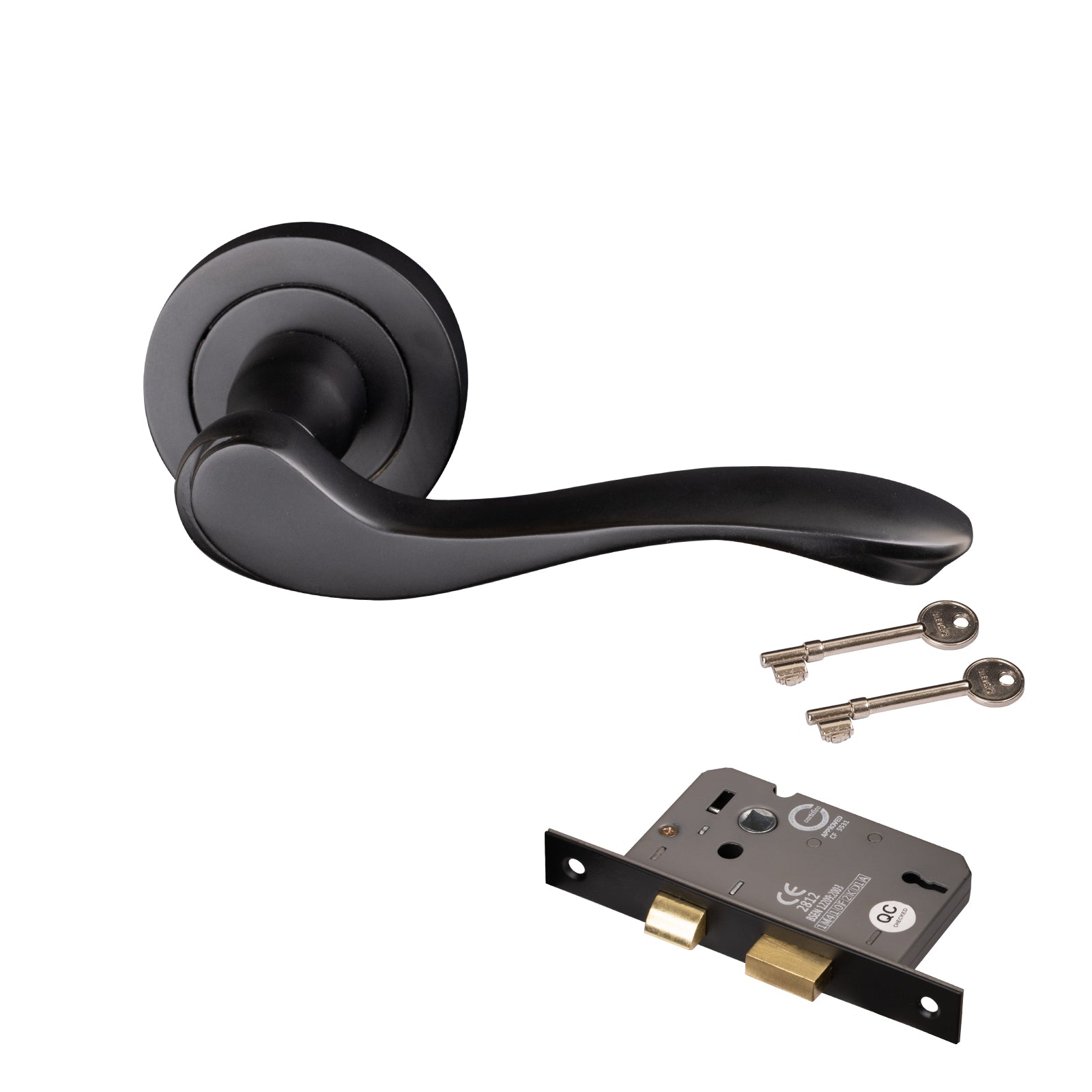 black round rose door handles lock set